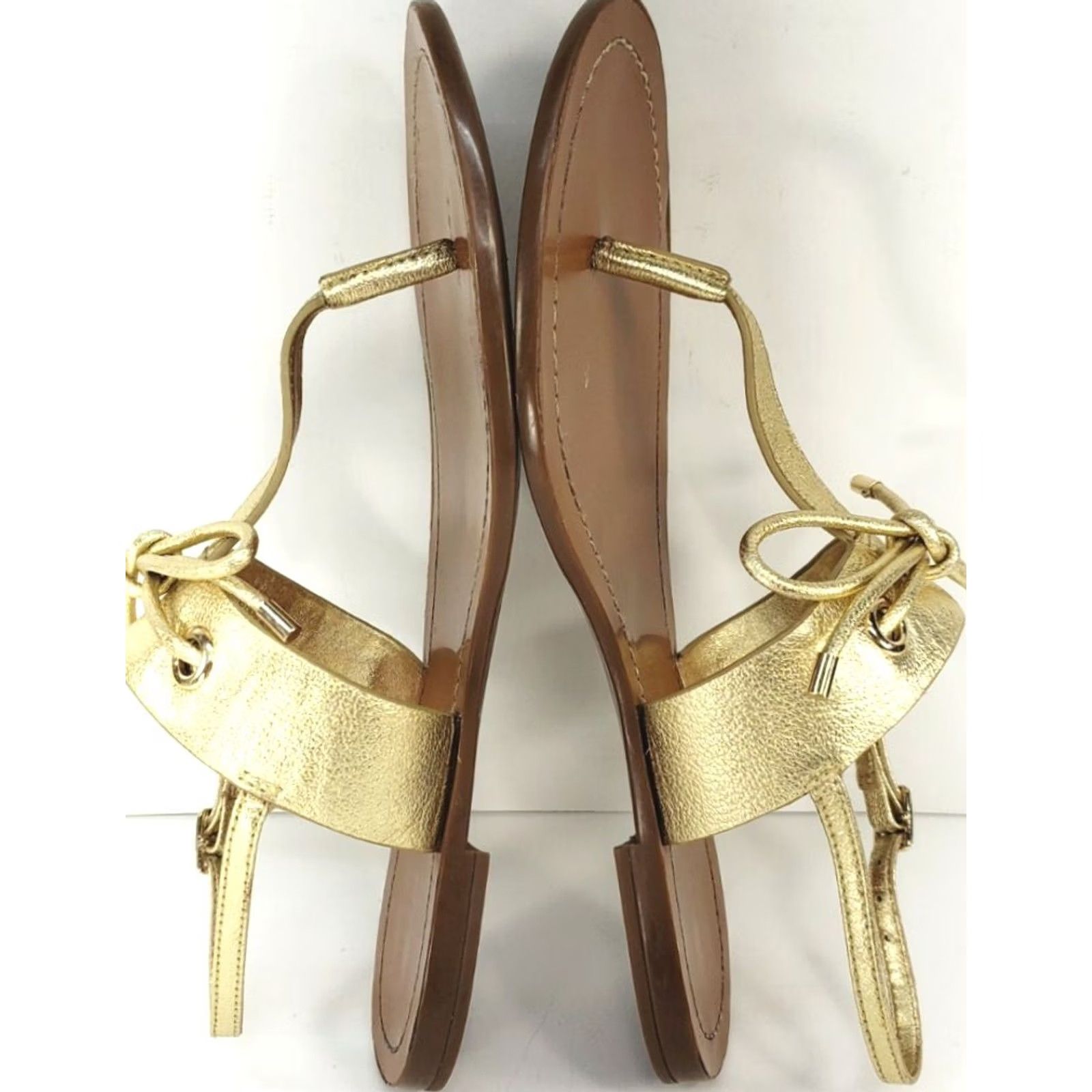 Vintage Kate Spade New York Gold Slingback Flat Sandal Bow Crossover Toe-Post Women 10M Size US 10 / IT 40 - 7 Thumbnail