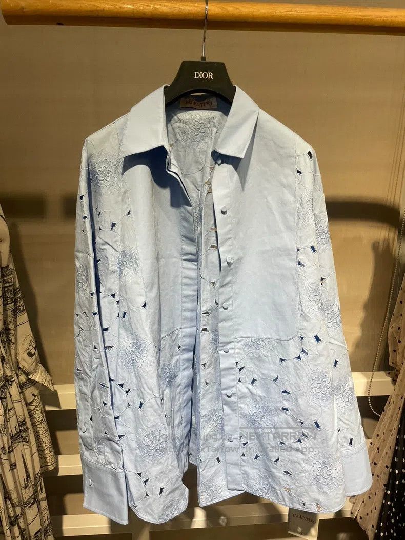Valentino Valentino Heavy industry embroidered blue shirt Size M / US 6-8 / IT 42-44 - 1 Thumbnail