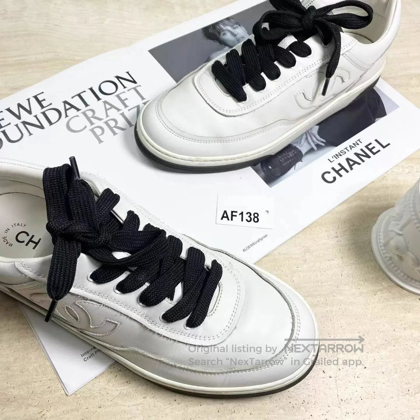 Chanel White Low-Top Lace-Up Sneakers. Size US 7 / EU 40 - 2 Thumbnail