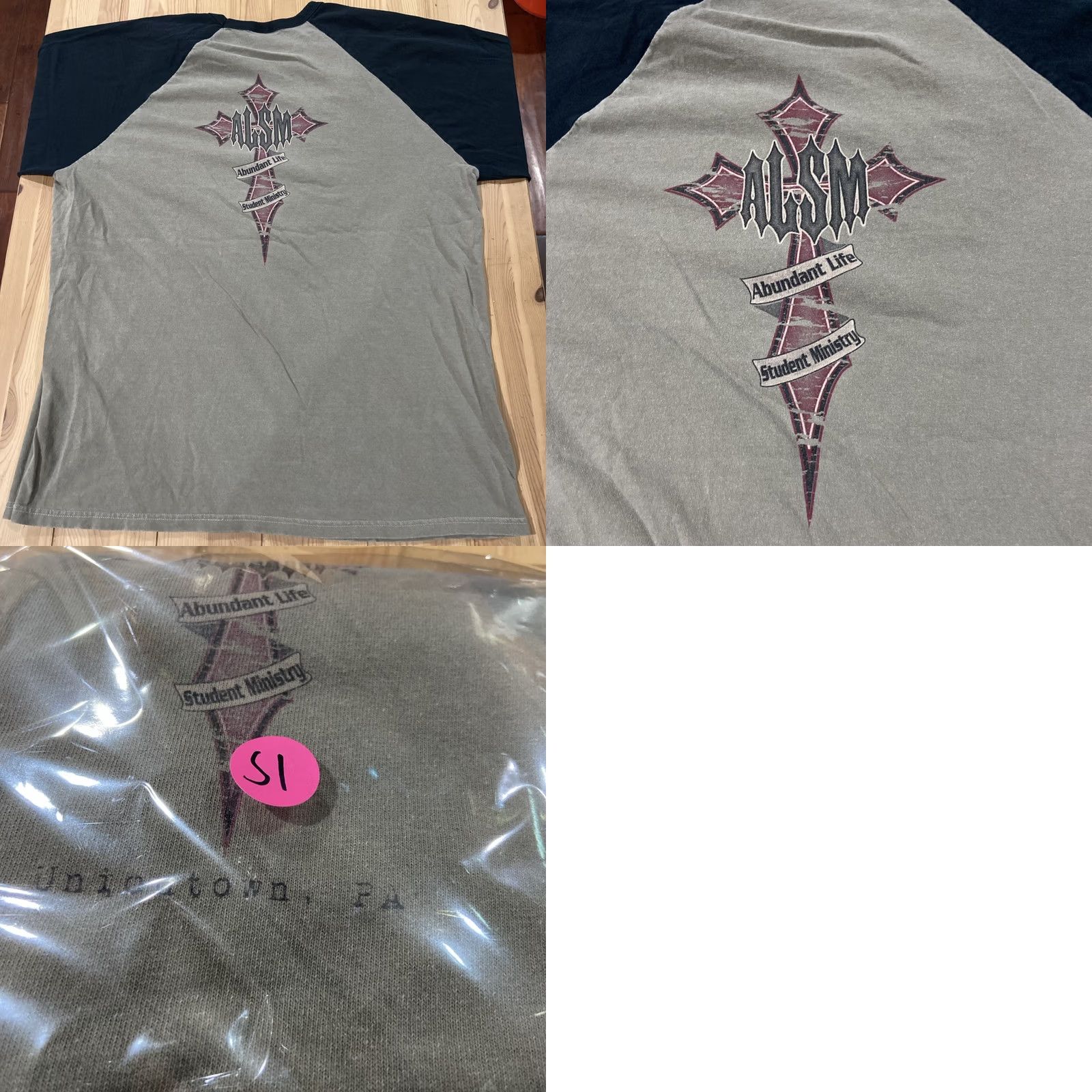 Glanshirt VINTAGE Y2K Jesus Cross Raglan Shirt ALSM Abundant Life Student Ministry Large Size US L / EU 52-54 / 3 - 8 Thumbnail