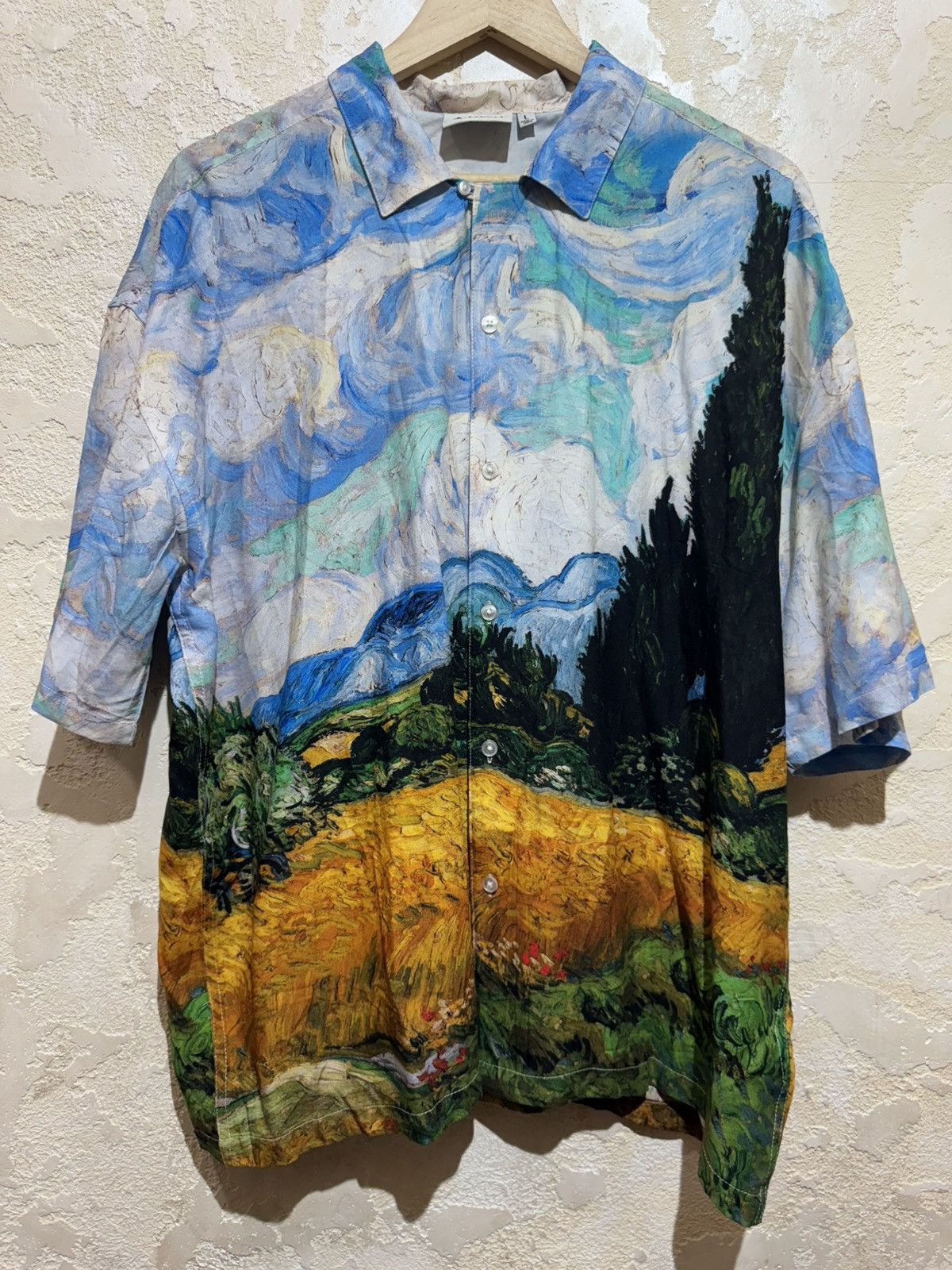 Other Vincent Van Gogh Men's Rayon Shirt Cypresse Size L Size US L / EU 52-54 / 3 - 1 Thumbnail