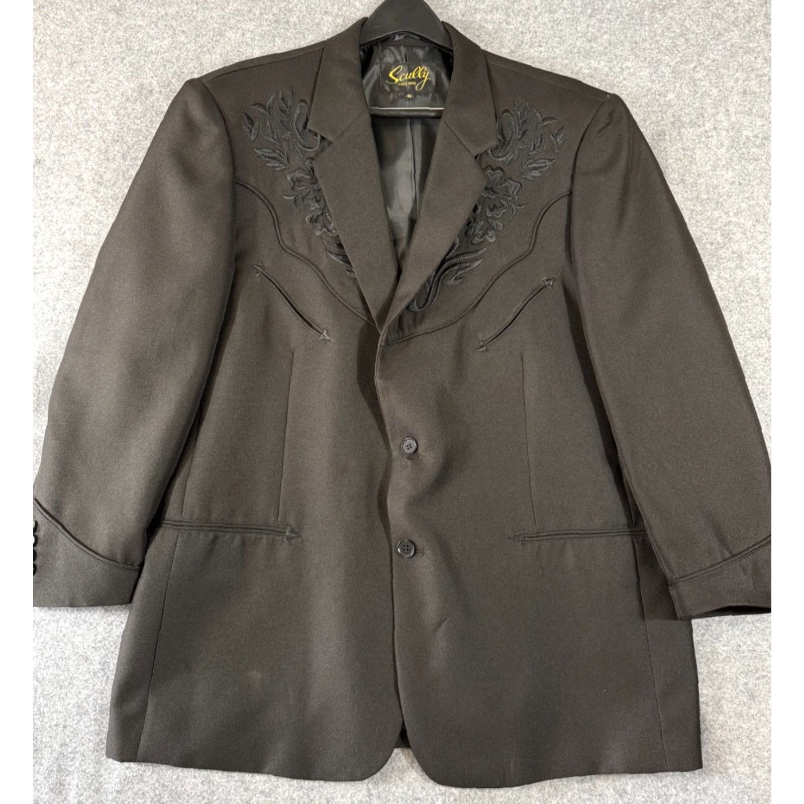 Scully **Western Cowboy Blazer Jacket Mens 46S Black Notch Lapel** User: Western Cowboy Blazer Jacket Mens 46S Black Notch Lapel Size 46R - 2 Thumbnail