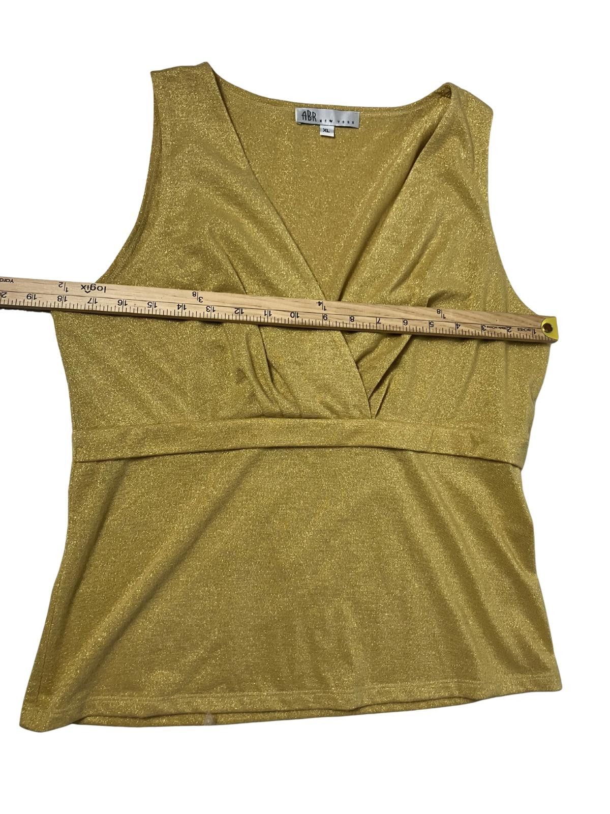 Other ABR New York Gold Metallic V Neck Top XL Stretch Size XL / US 12-14 / IT 48-50 - 4 Thumbnail