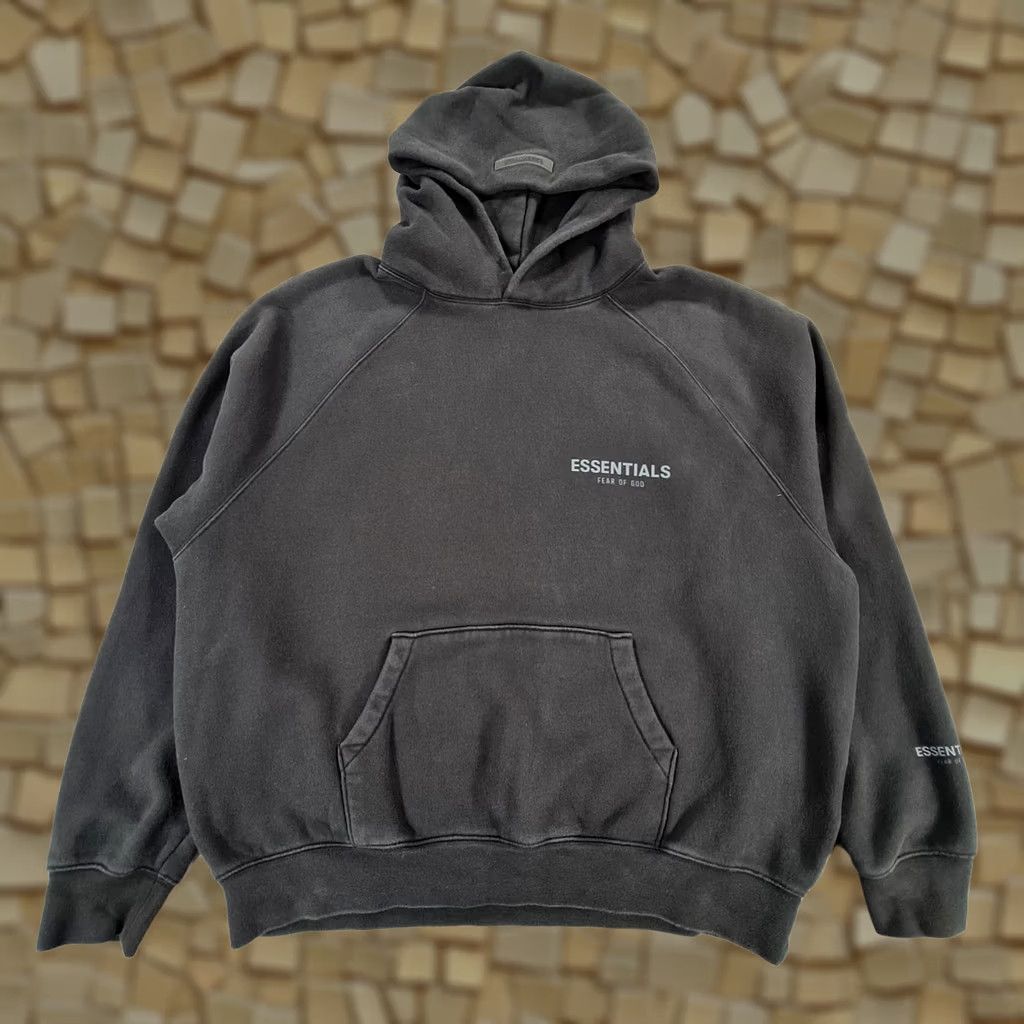 Fear of God Fear Of God Essentials Hoodie Mens Black M Oversized Boxy Fit Fleece Logo Kangaroo Pocket 100% Cotton Pullover 100% Cotton Size US M / EU 48-50 / 2 - 1 Thumbnail