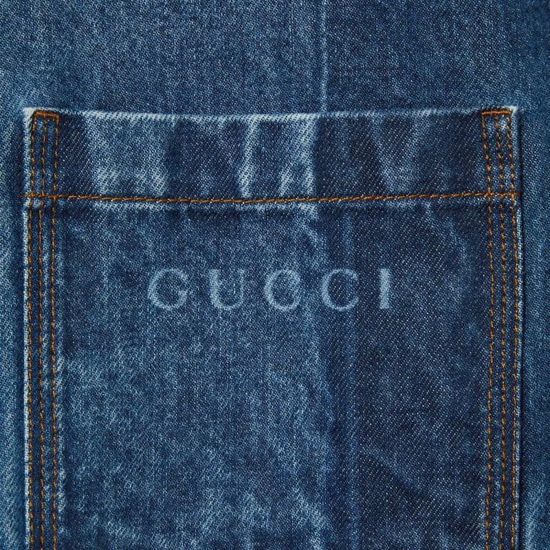 Gucci o1loc1c1125 822185 Cotton Denim Shirt in Blue Size US S / EU 44-46 / 1 - 4 Thumbnail