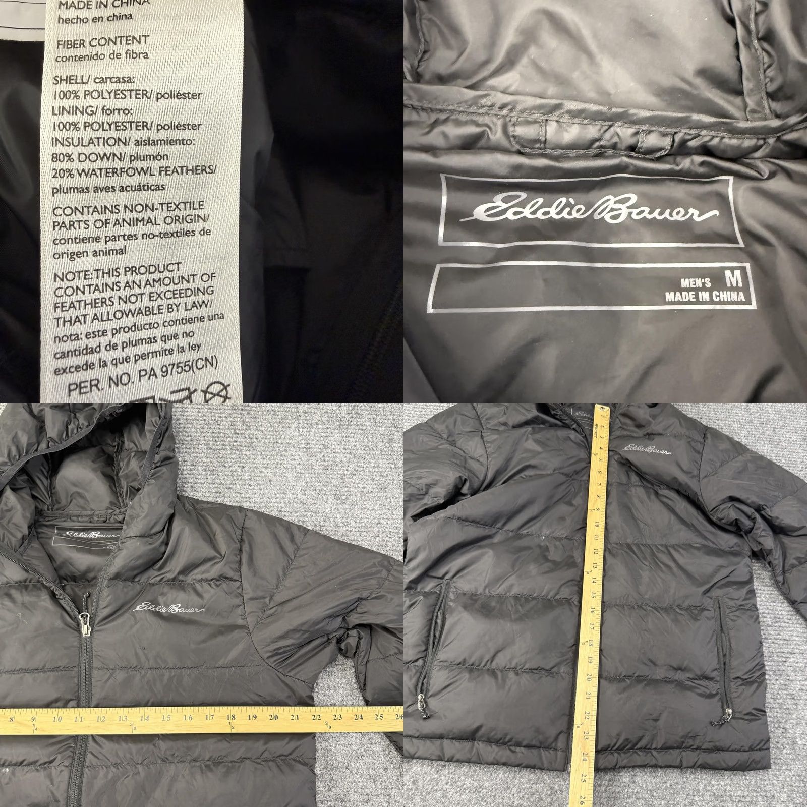 Eddie Bauer Eddie Bauer Jacket Mens Medium Black Hooded Down Puffer Quilted Full Zip EB650 Size US M / EU 48-50 / 2 - 8 Thumbnail