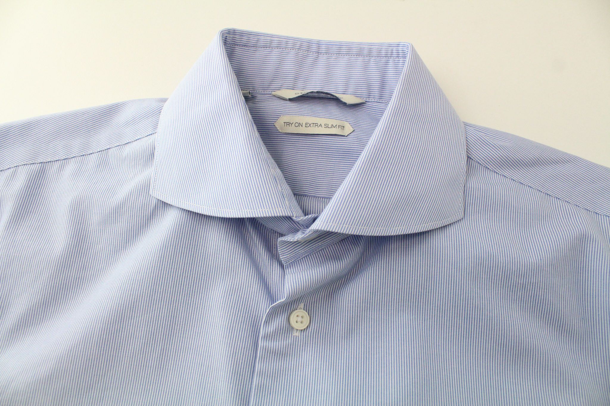 Suitsupply 40/15 3/4 Extra Slim Blue Cotton Shirt 73697 Size US M / EU 48-50 / 2 - 3 Thumbnail