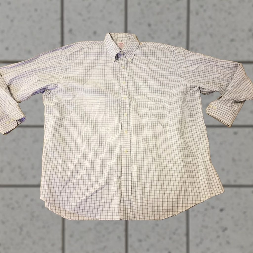 Brooks Brothers Mens Brooks Brothers Dress Shirt Button 2XL XXL White Cotton Size 48R - 1 Thumbnail