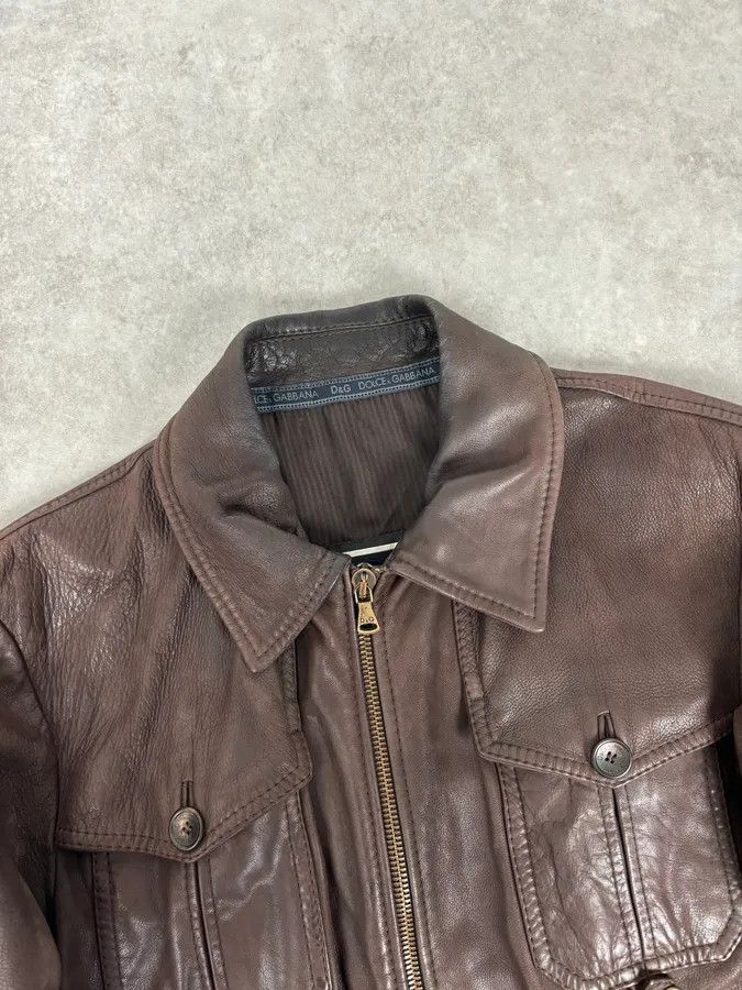 Dolce & Gabbana 2000s Dolce & Gabbana Buffalo Brown Aviator Leather Jacket Size US L / EU 52-54 / 3 - 4 Thumbnail