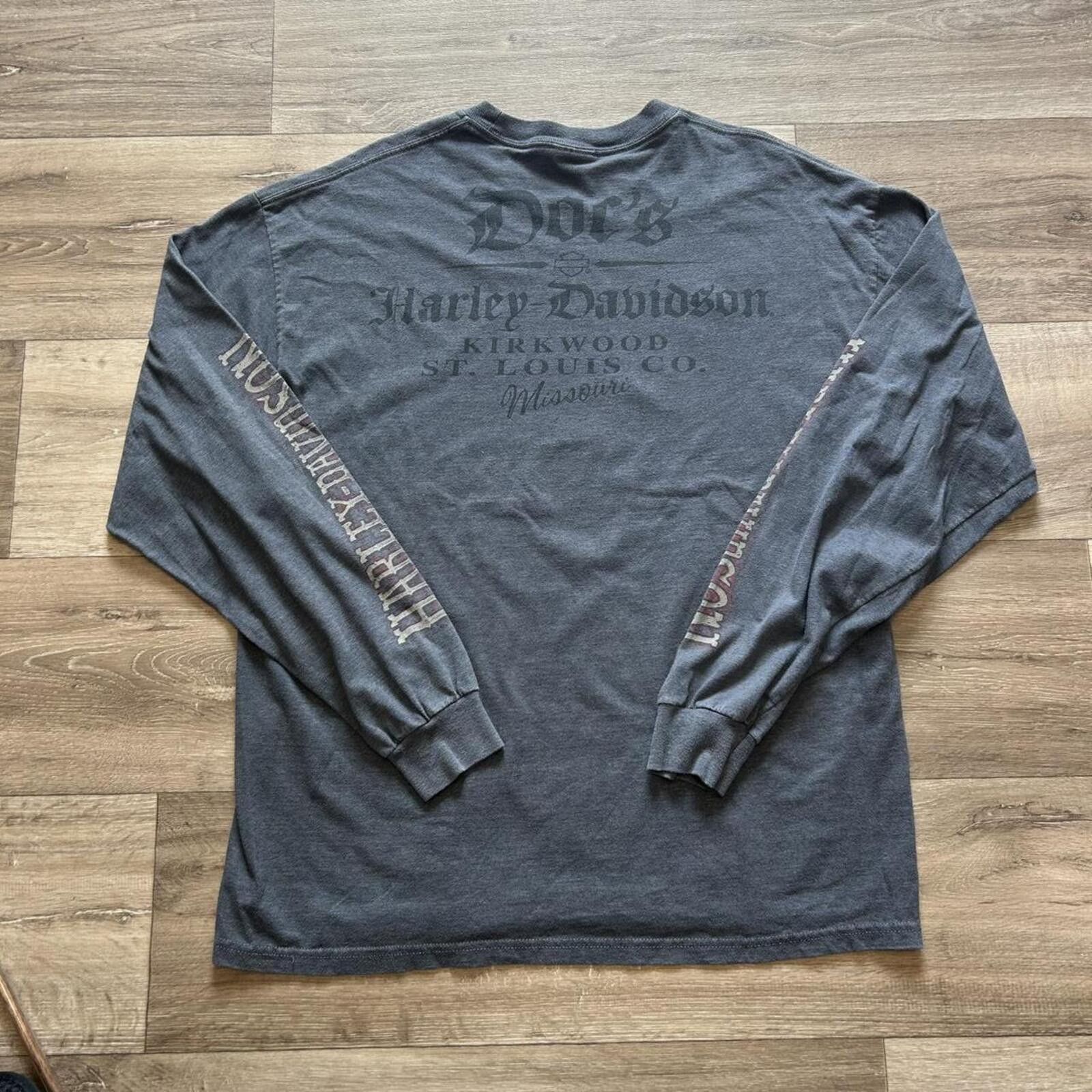 Harley Davidson Harley Davidson Men's Grey and Black Tshirt Size US XL / EU 56 / 4 - 3 Thumbnail