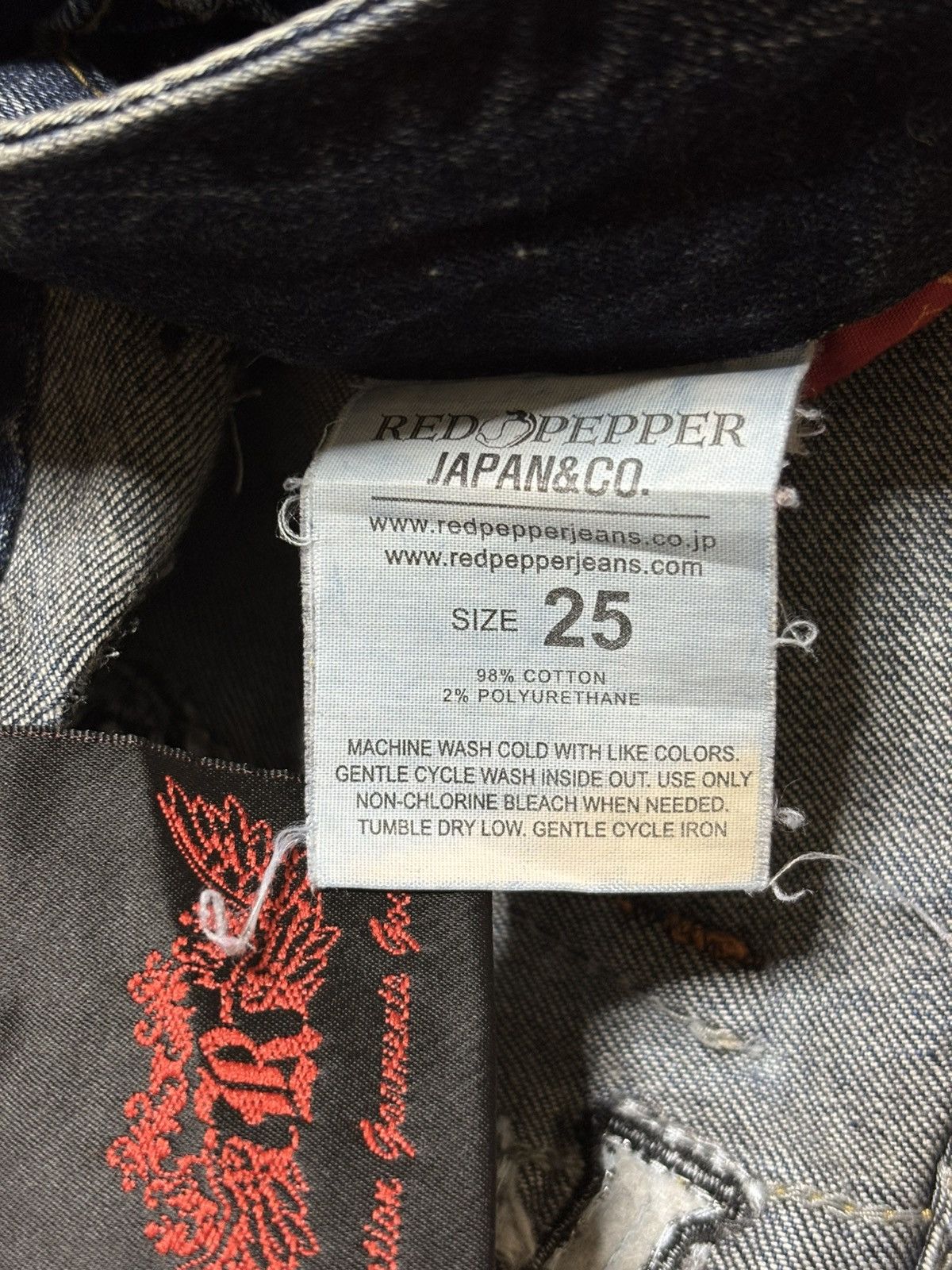 Japanese Brand 2000’s Red Pepper - Japanese Archive Embroidered Cross Jeans Size 26" / US 2 / IT 38 - 5 Thumbnail