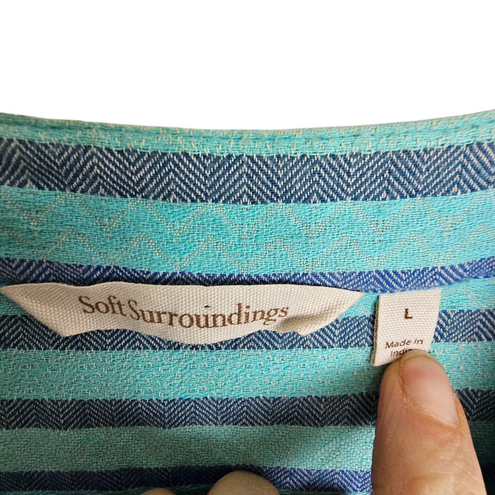 Soft Surroundings Soft Surroundings Tortola Beaded Tunic Sz L Striped Coastal Size L / US 10 / IT 46 - 8 Thumbnail