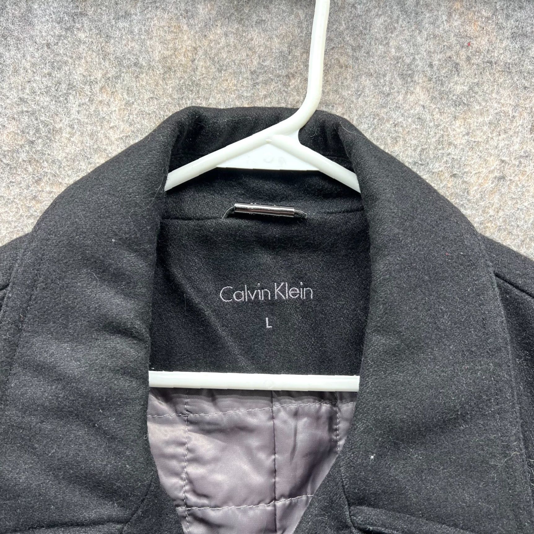 Calvin Klein VINTAGE Calvin Klein Pea Coat Jacket Men Large Black Wool Polyester Lined Long Coat Heavy Winter Casual Business 50 Chest Regular Size L Black Mens Size US L / EU 52-54 / 3 - 7 Thumbnail