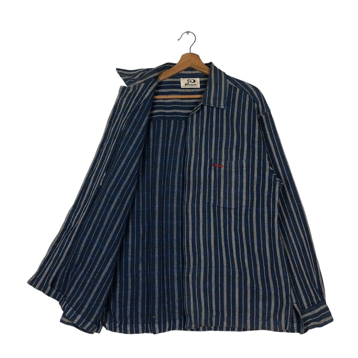 Indigo 📌Vintage Indigo Button Jacket Piko Striped Hickory Design Size US L / EU 52-54 / 3 - 12 Thumbnail