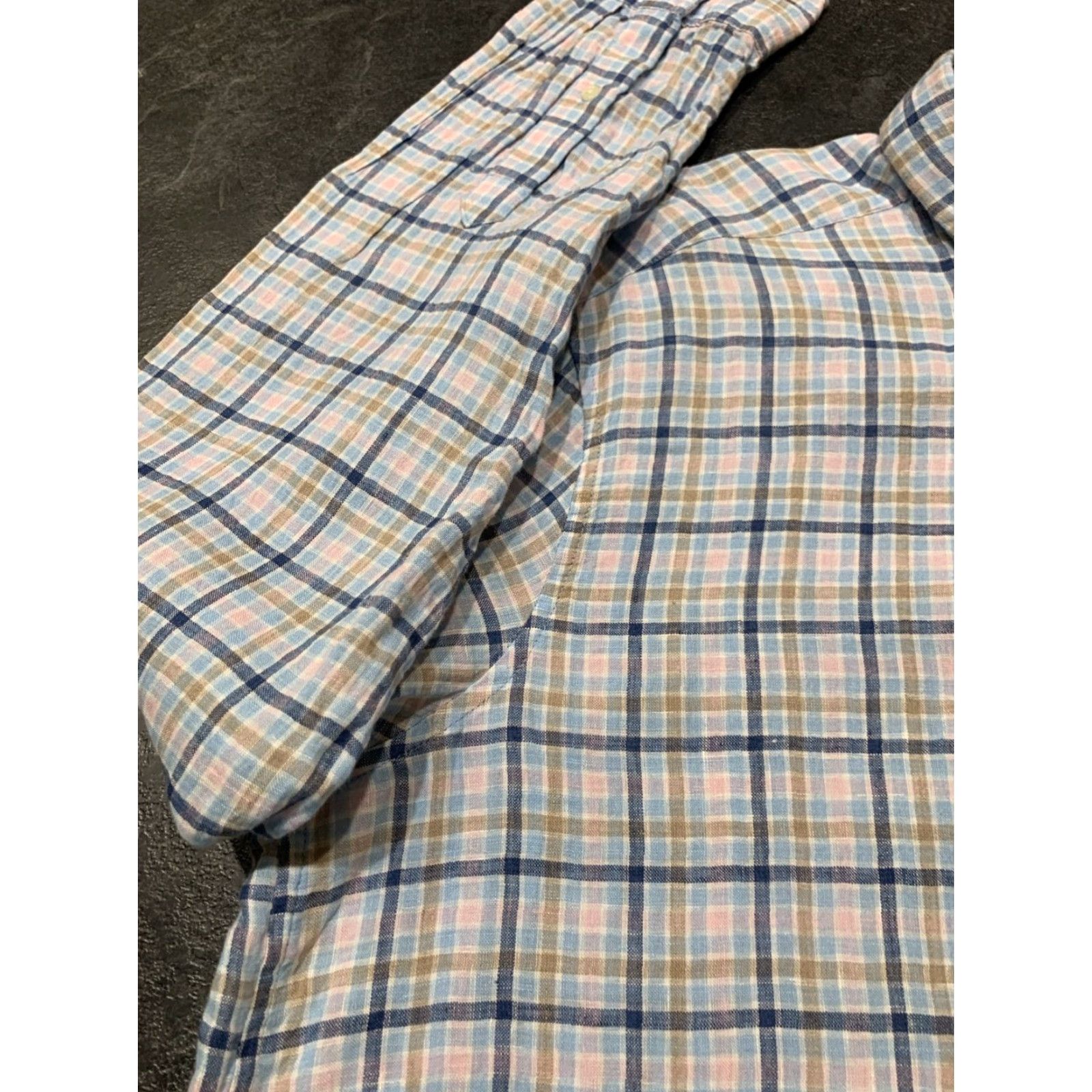 Vineyard Vines Vineyard Vines Men’s XL Linen Plaid Button-Down Shirt Multi-Color Classic Fit Collared Long Sleeve Size US XL / EU 56 / 4 - 5 Thumbnail