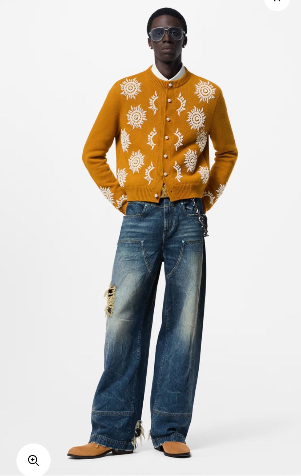 Louis Vuitton Louis Vuitton FW24 Yellow Cardigan with Pearls Sz.L Size US L / EU 52-54 / 3 - 2 Thumbnail