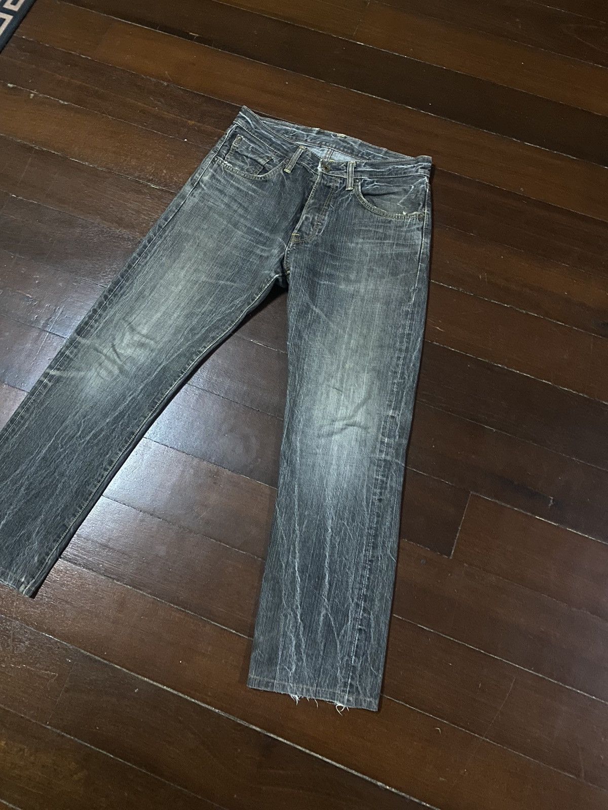 Edwin Vintage Edwin 505 BXX Selvedge FLARE JEANS THUNDER Size US 33 - 3 Thumbnail