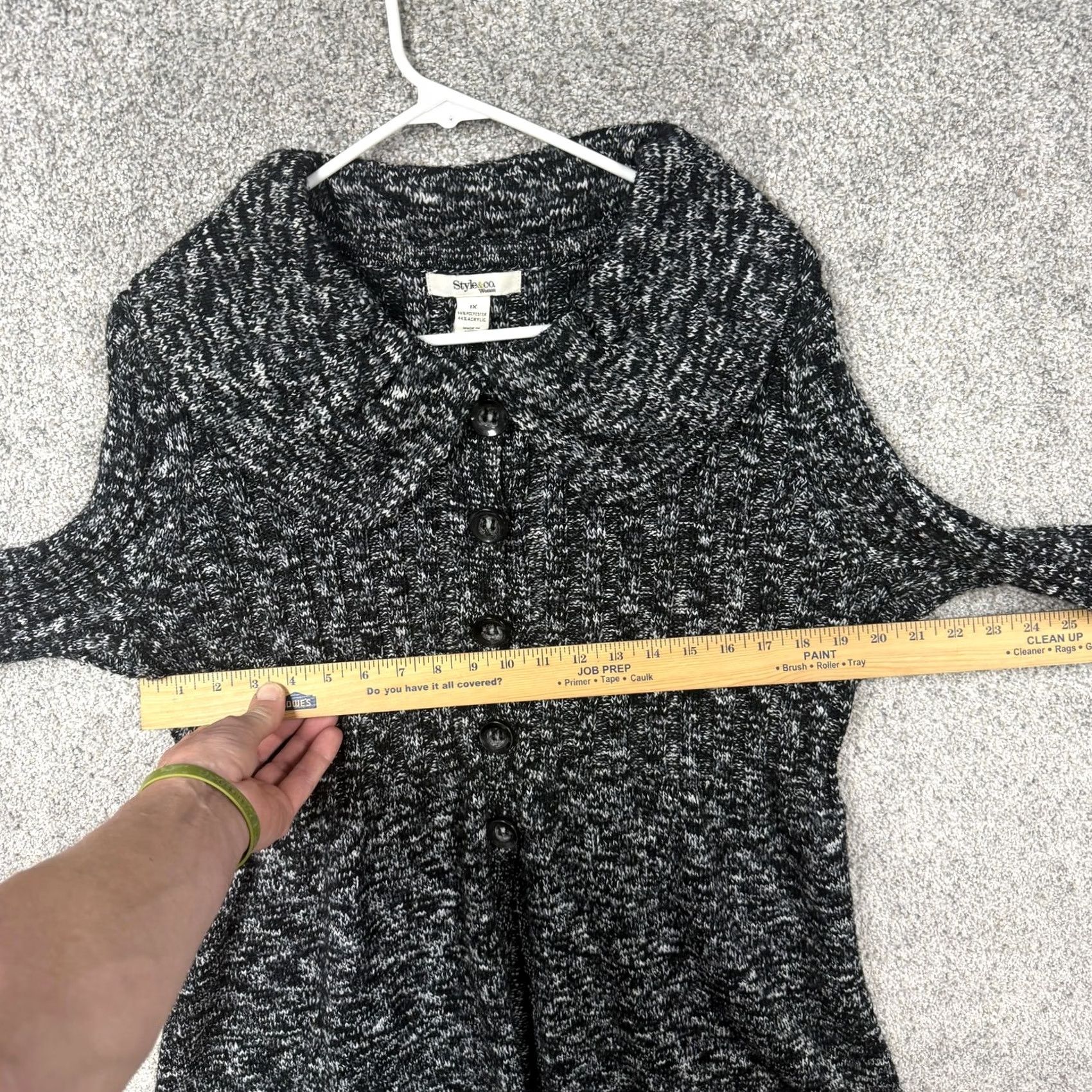 Vintage Style&co Cardigan Sweater 1X Plus Black Bell Sleeve Collared Knit Marled Bohemian Gothic Grunge Vintage: No Size XL / US 12-14 / IT 48-50 - 5 Thumbnail