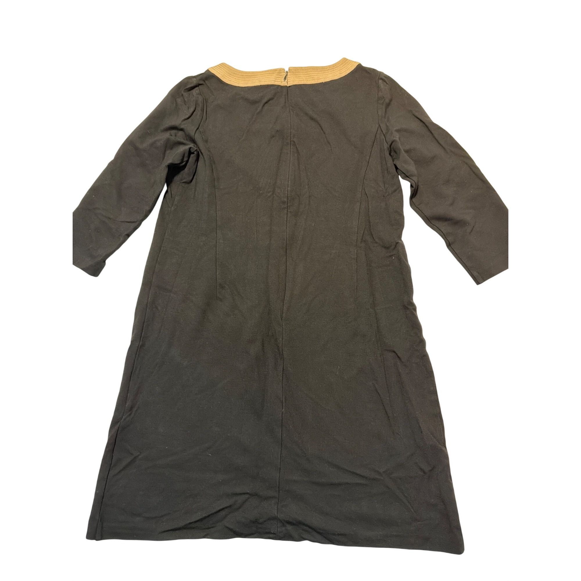 Talbots Talbots Ponte Knit Sheath Dress Colorblock Black Tan V Neck Size M / US 6-8 / IT 42-44 - 4 Thumbnail