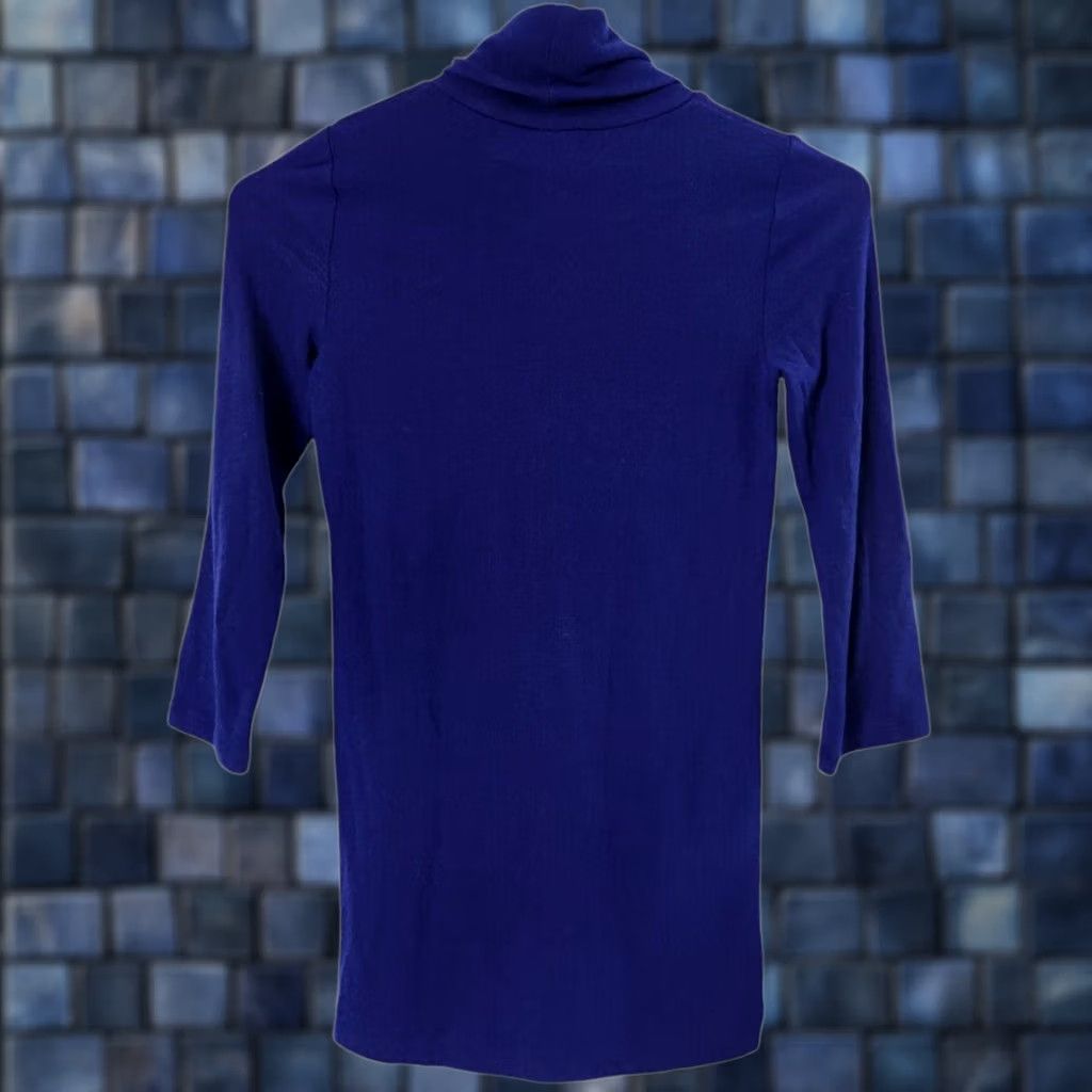 Theory Theory Pullover Shirt Womens M Turtleneck 3/4 Sleeve Modal Wool Blend Blue 90s? Size M / US 6-8 / IT 42-44 - 1 Thumbnail