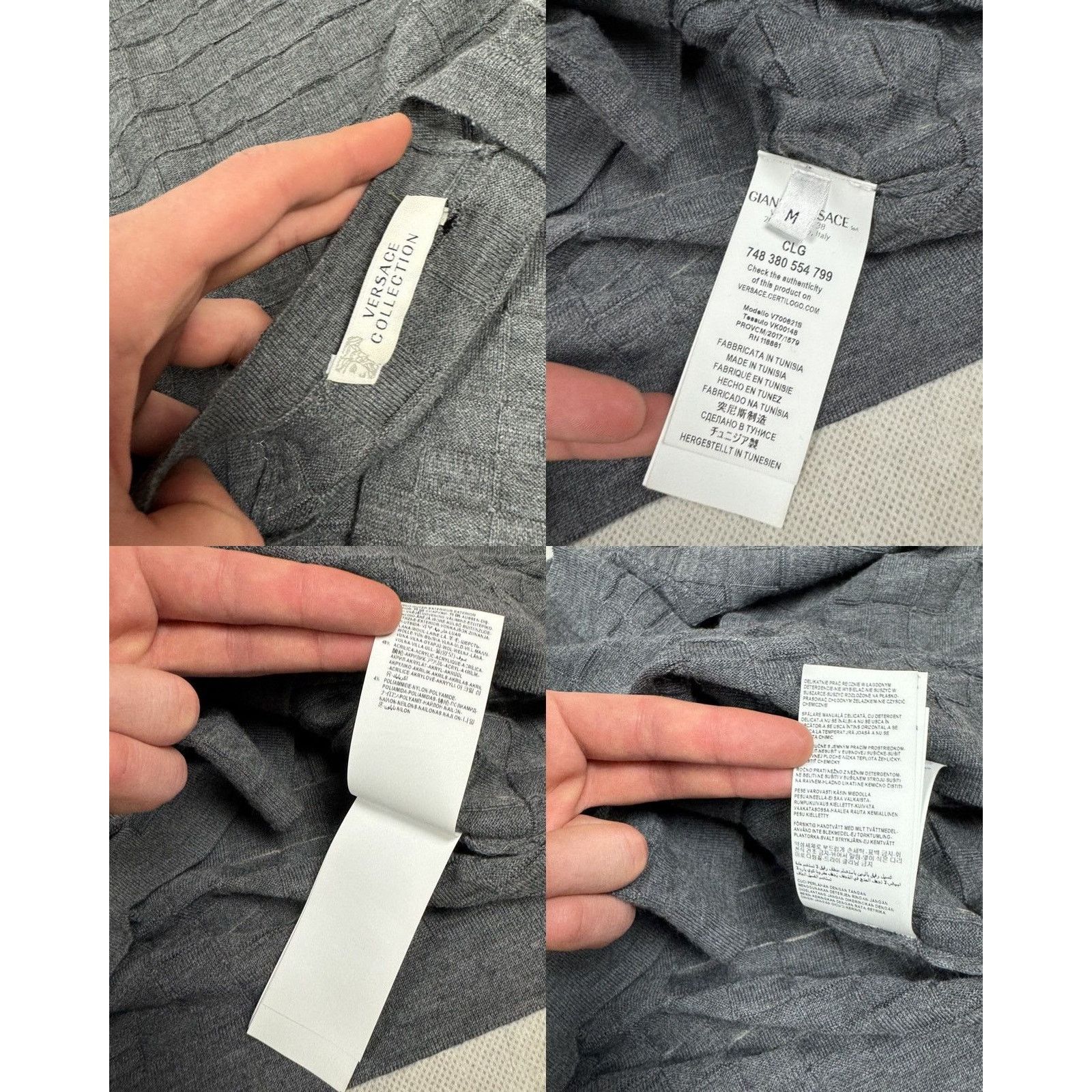 Japanese Brand × Versace Versace Women's Gray Knit Crew Neck Pullover Sweater Medium Size M / US 6-8 / IT 42-44 - 2 Thumbnail