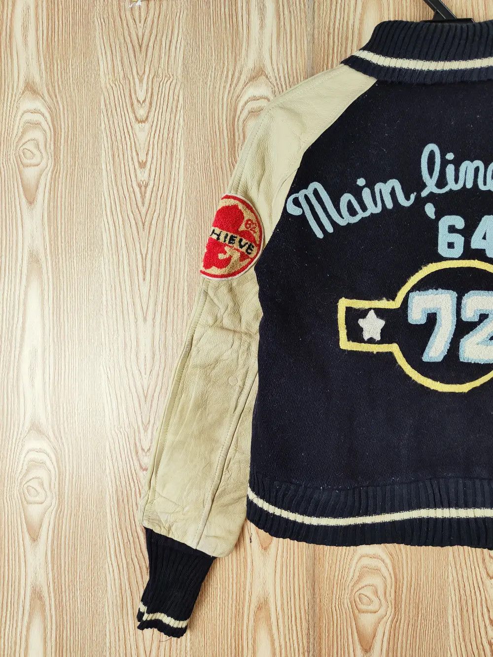 Japanese Brand DLL Sbec Navy vintage Leather Varsity Jackets #W069 Size S / US 4 / IT 40 - 3 Thumbnail