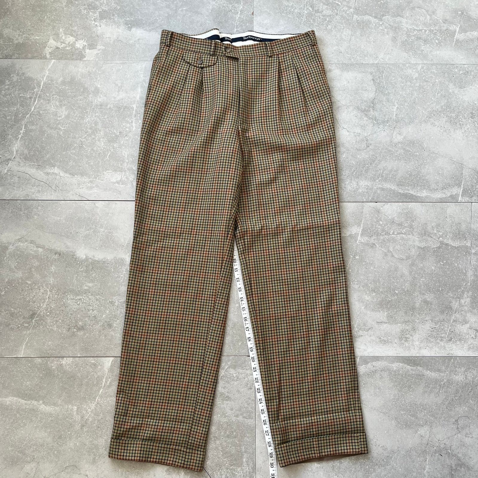 Burberry Burberrys Vintage Trousers – Mens Size 35 Wool Pants Pleated Size US 35 - 2 Thumbnail