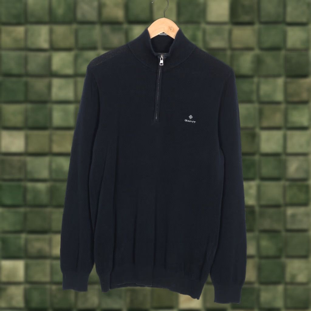 Gant GANT Cotton Pique Half Zip Jumper Men L Blue VR3526 Size US L / EU 52-54 / 3 - 1 Thumbnail