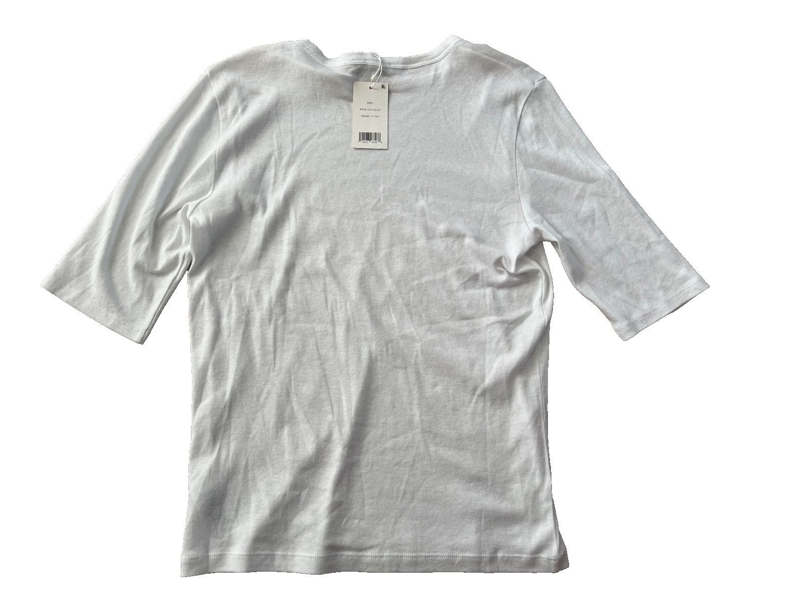 Vince Vince. Pima Cotton 3/4 Sleeve Top White ( L ) Size L / US 10 / IT 46 - 3 Thumbnail