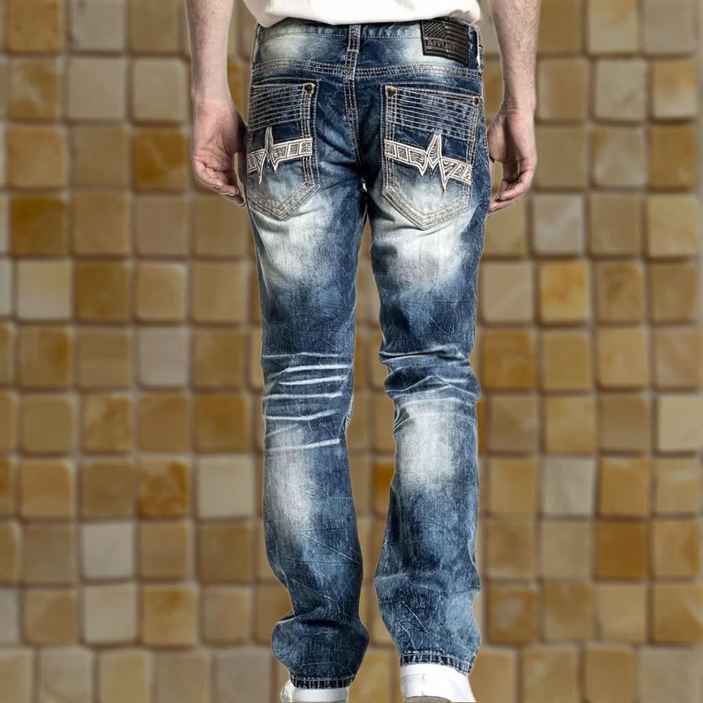 Affliction AFFLICTION ACE APEX PAGODA BLUE EMBROIDERED JEANS MEN 42 Denim Distressed Five-pocket Zip Closure 34 Inseam Size US 42 / EU 58 - 1 Preview