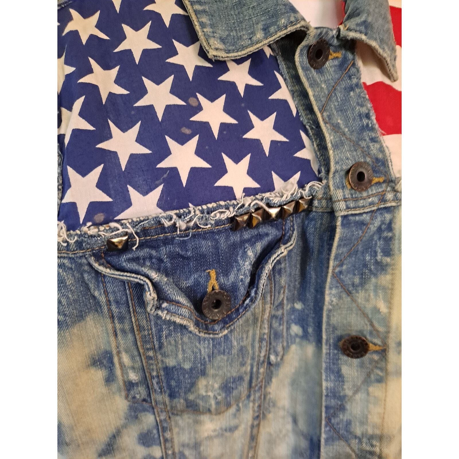 American Eagle Outfitters American Eagle Outfitters American Flag Acid Wash Denim Vest Size US XL / EU 56 / 4 - 7 Thumbnail