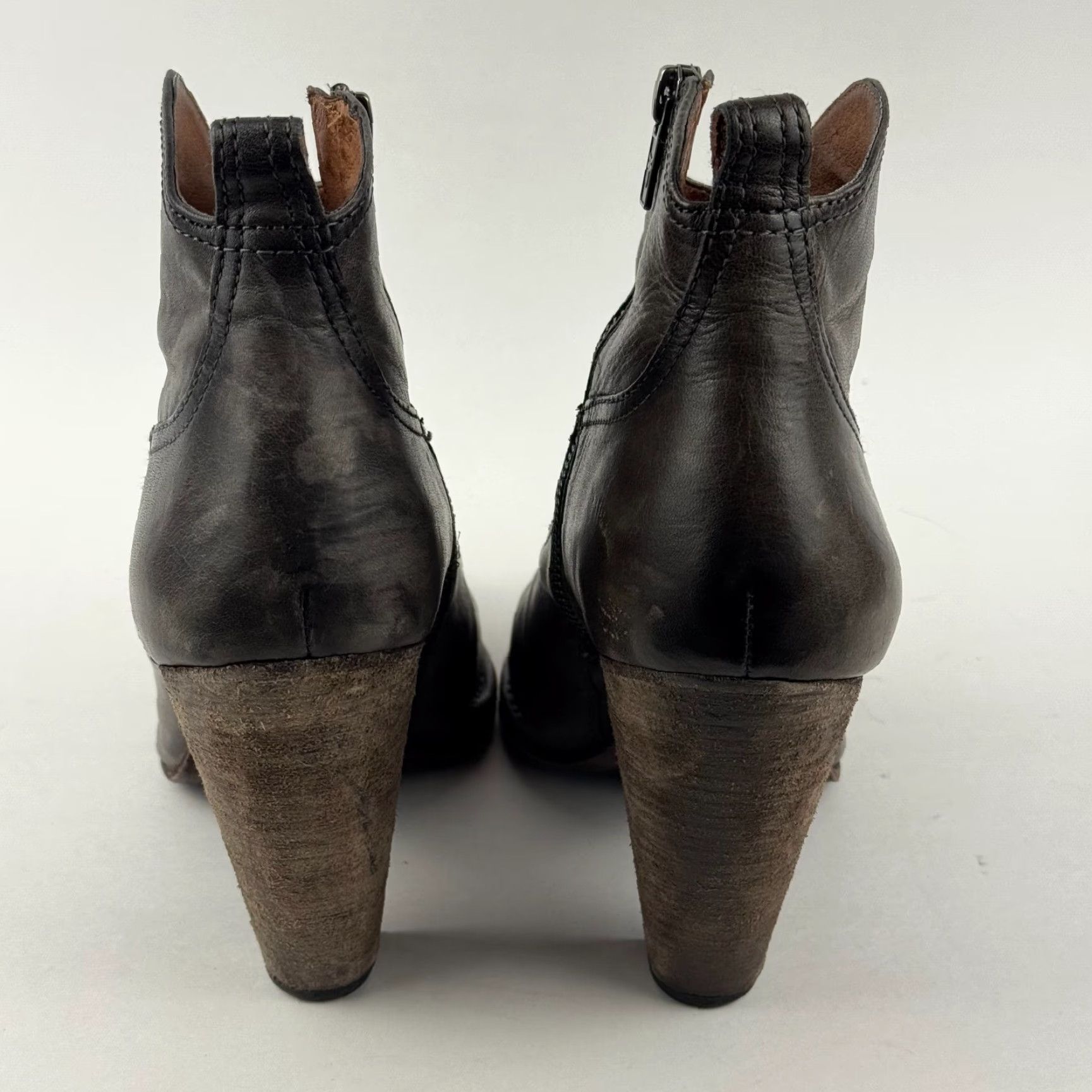 Frye FRYE Madeline Bootie Womens 11M Leather Gray Zip Ankle Boot High Heel Leather Lining Outsole Block Heel Casual EUC Size 32" / US 10 / IT 46 - 5 Thumbnail