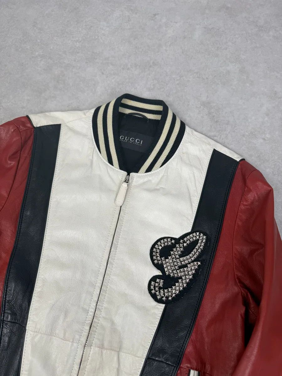 Gucci SS2008 Gucci Propaganda Red & White Biker Leather Jacket by Frida Giannini Size US M / EU 48-50 / 2 - 10 Thumbnail