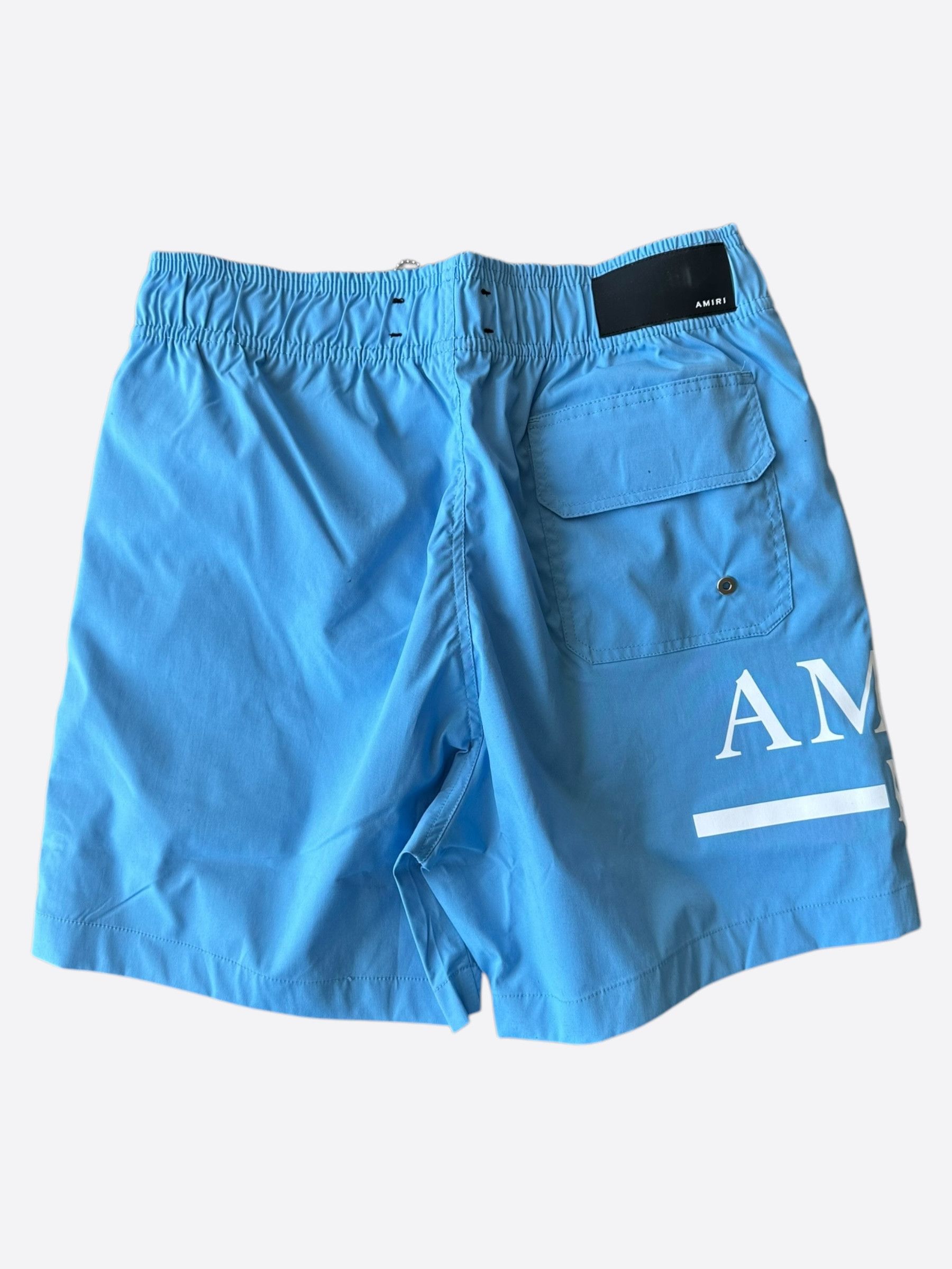 Amiri Amiri Blue & White MA Bar Logo Swimshorts Size US 40 / EU 56 - 2 Thumbnail