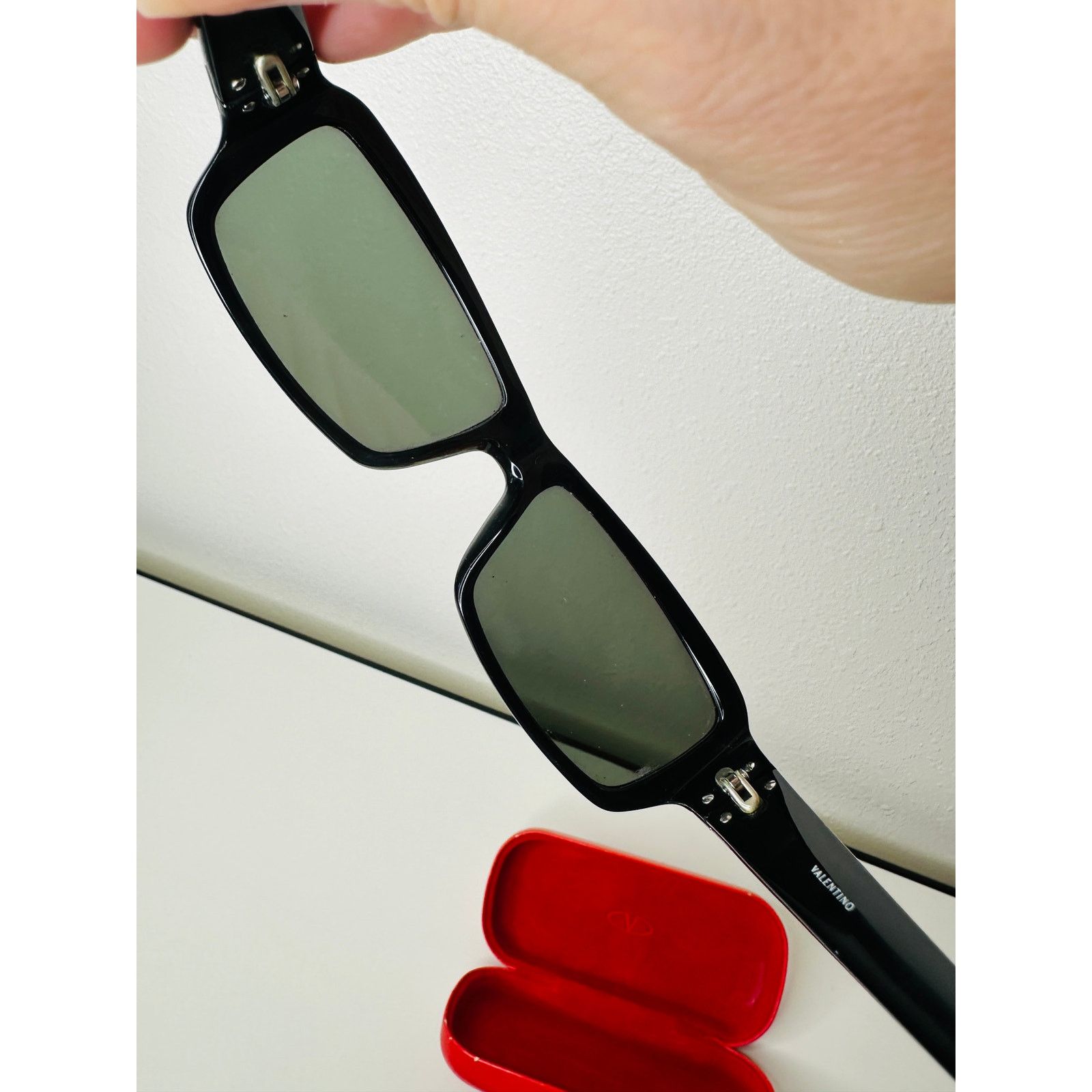 Valentino Valentino Black Sunglasses Silver & Blue Bead Embellishment Size ONE SIZE - 14 Thumbnail