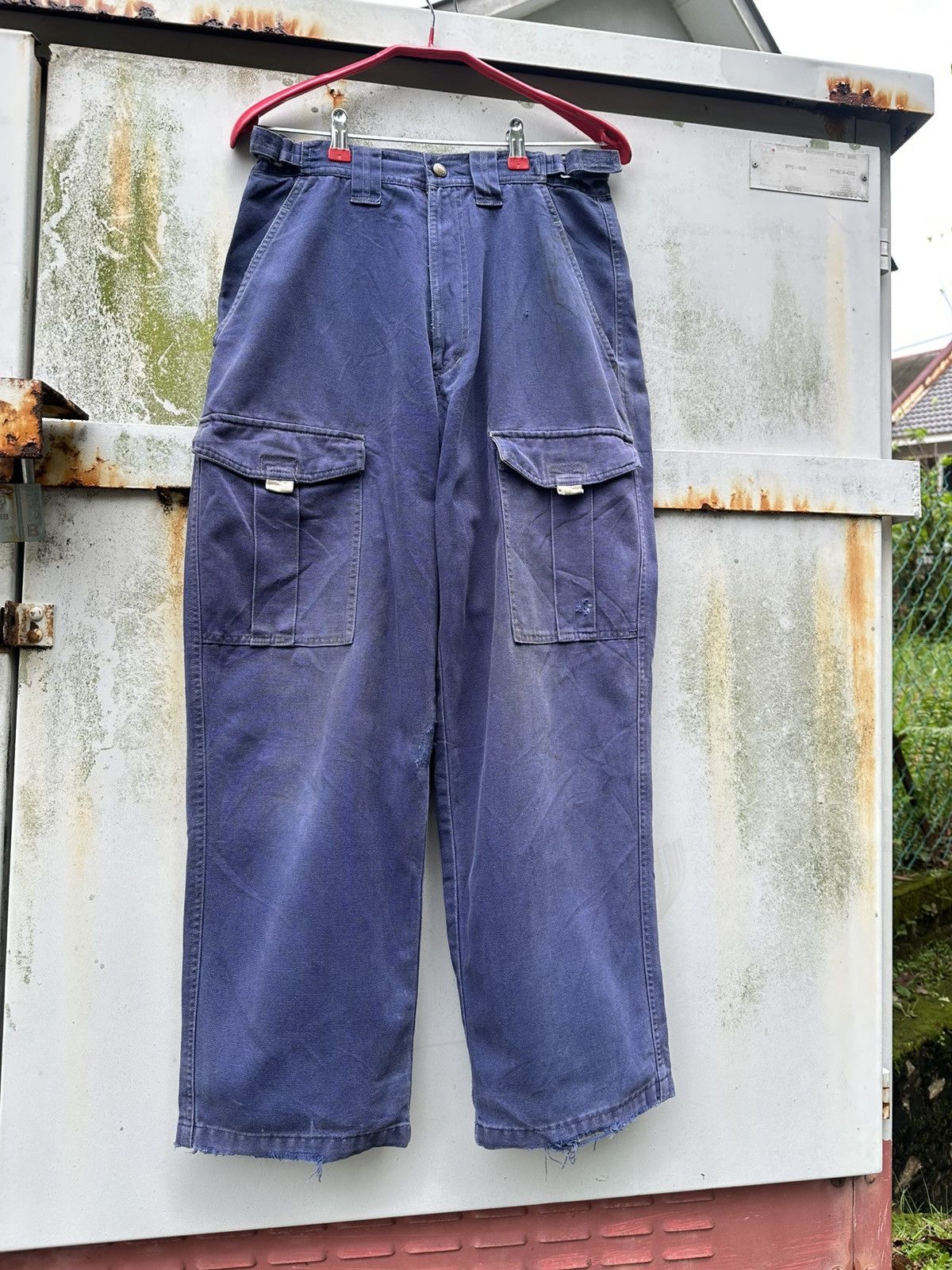 Vintage THRASHED Chore Pants Buckle Waist Workwear Size US 28 / EU 44 - 3 Thumbnail