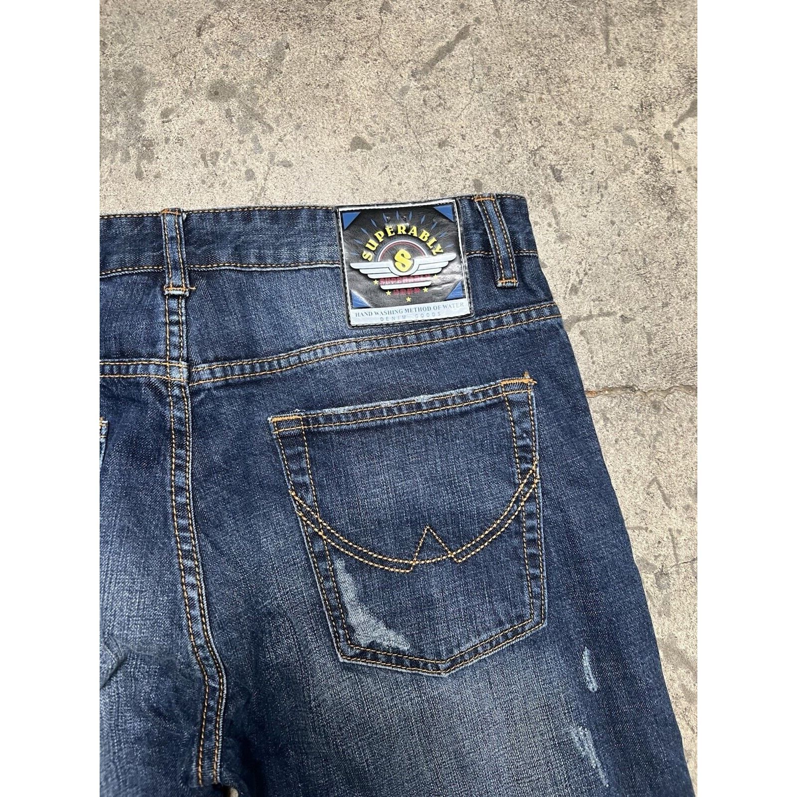 Japanese Brand Superably Men’s Logo Japanese Denim Size 34x34 Distressed Size US 34 / EU 50 - 8 Thumbnail