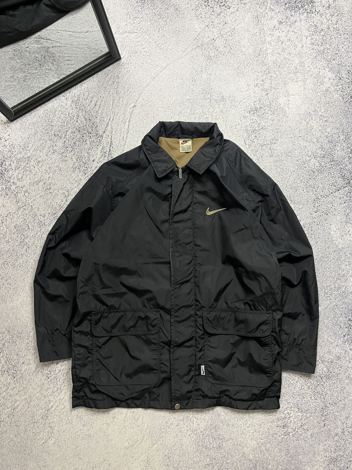 Nike × Vintage Nike Vintage Big Logo Swoosh Nylon Bomber Jacket 90s Y2K Size US S / EU 44-46 / 1 - 4 Thumbnail