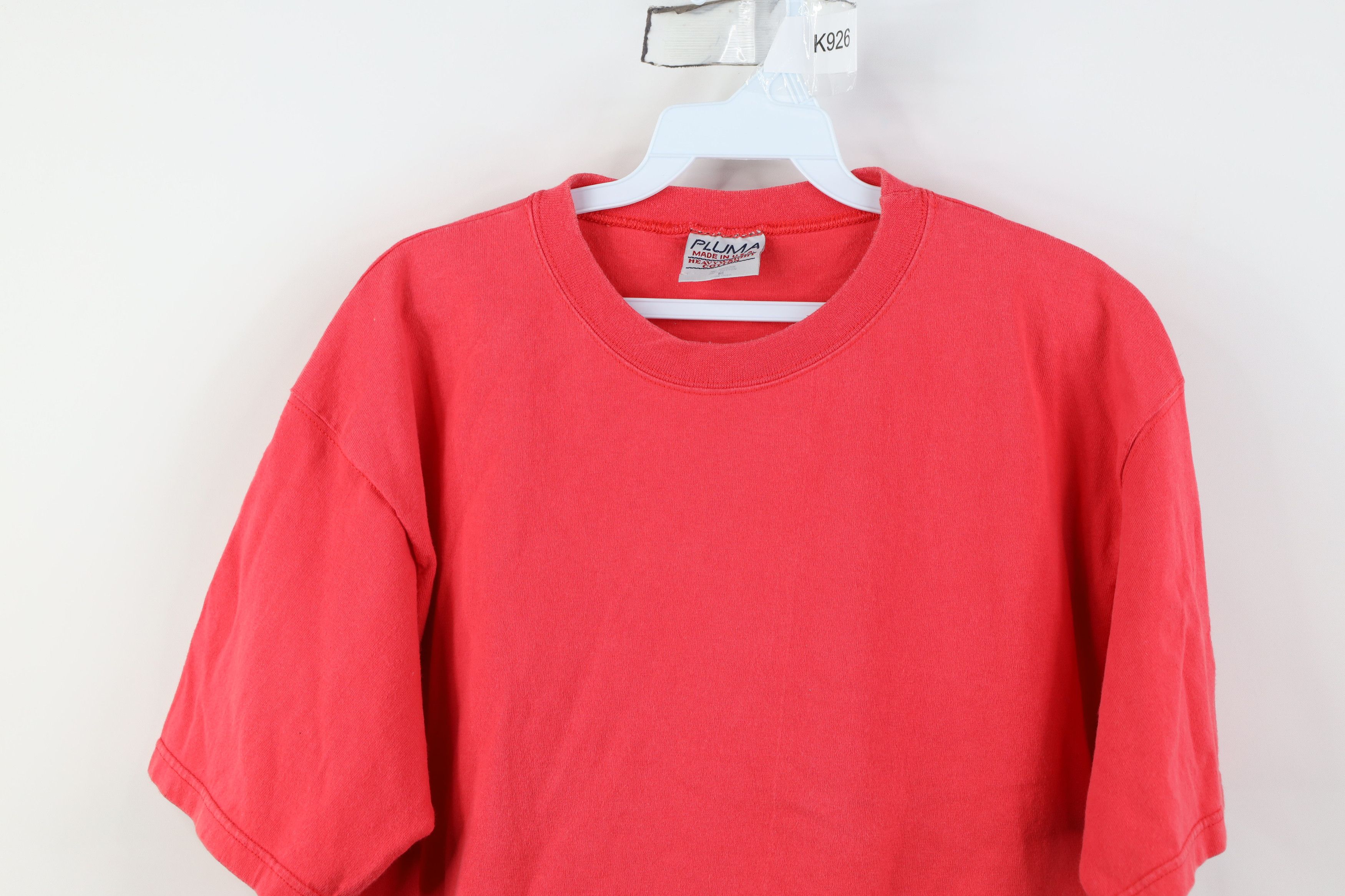 Vintage Vintage 90s Streetwear Heavyweight Cotton T-Shirt Red USA Size US M / EU 48-50 / 2 - 2 Thumbnail