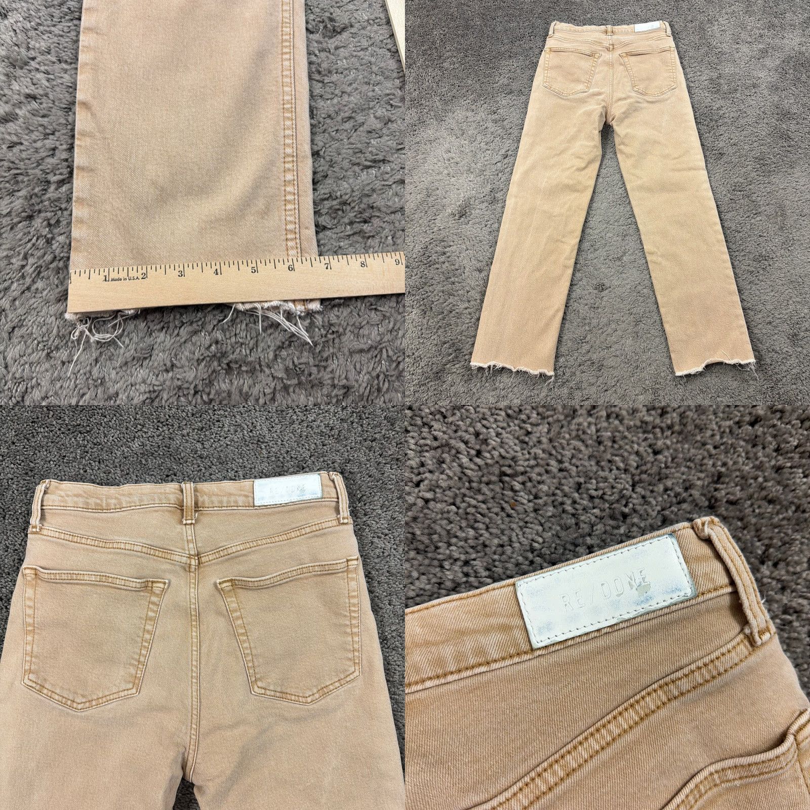 RE/DONE RE/DONE Jeans Womens 27 Beige Ankle High Rise Stretch Denim Stovepipe 70s 27x27 Size 27" / US 4 / IT 40 - 8 Thumbnail