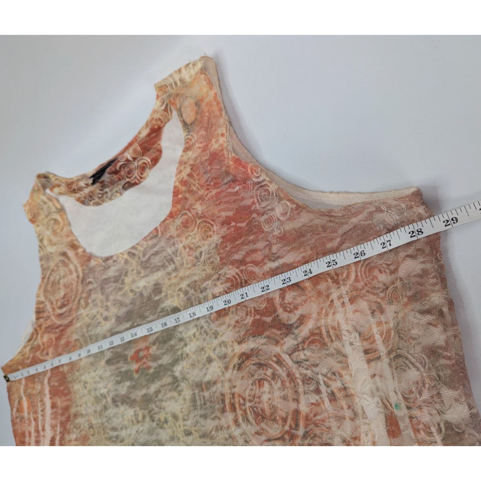 Vintage Maggie Barnes Blouse Tank Sleeveless Knit Nylon Polyester Spandex Orange Paisley 4X Plus Women Size XXL / US 16-18 / IT 52-54 - 5 Thumbnail
