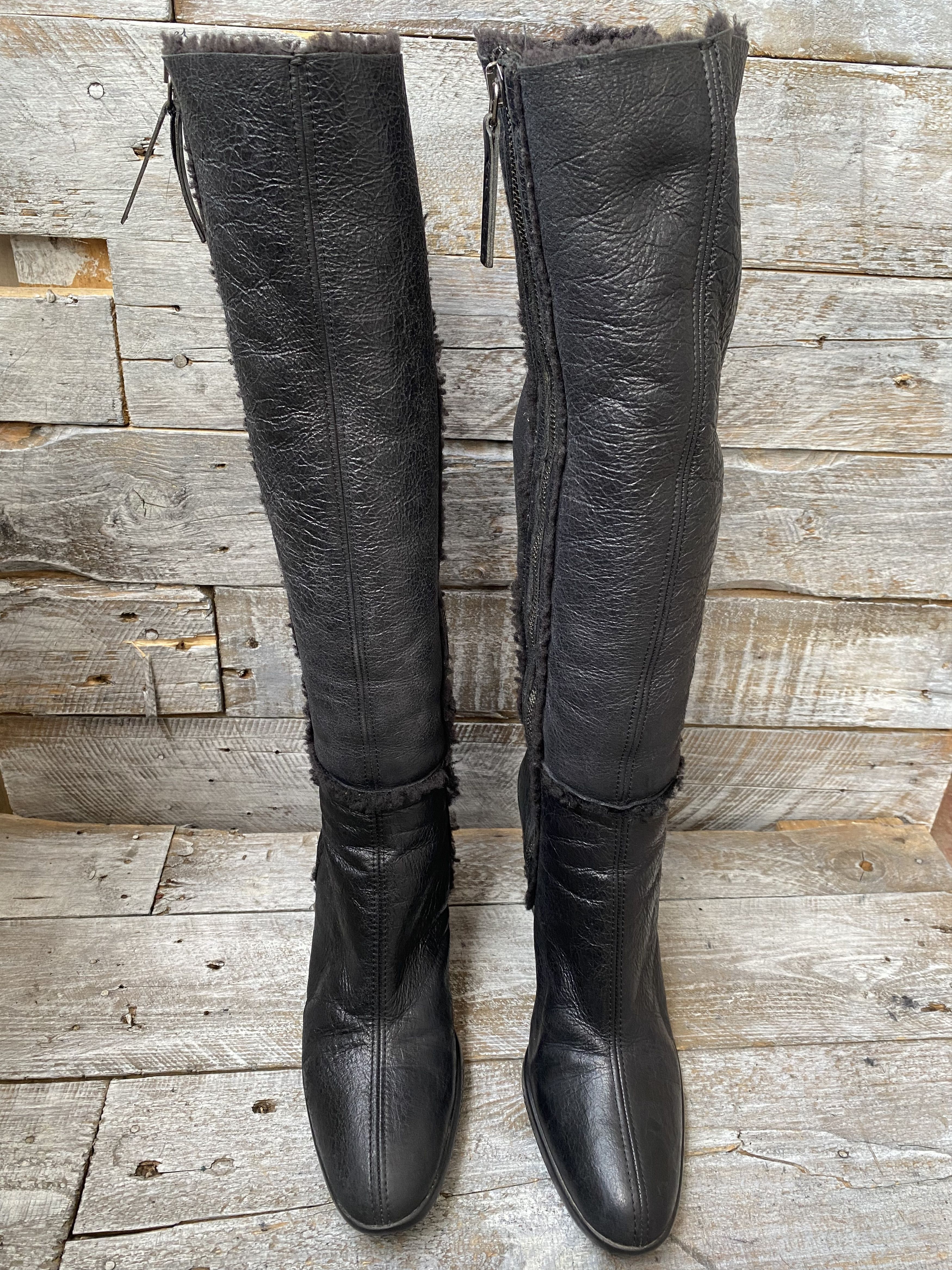 Prada Prada X Miu miu riding wedge boots, shearling sz 37 Size US 7 / IT 37 - 2 Thumbnail