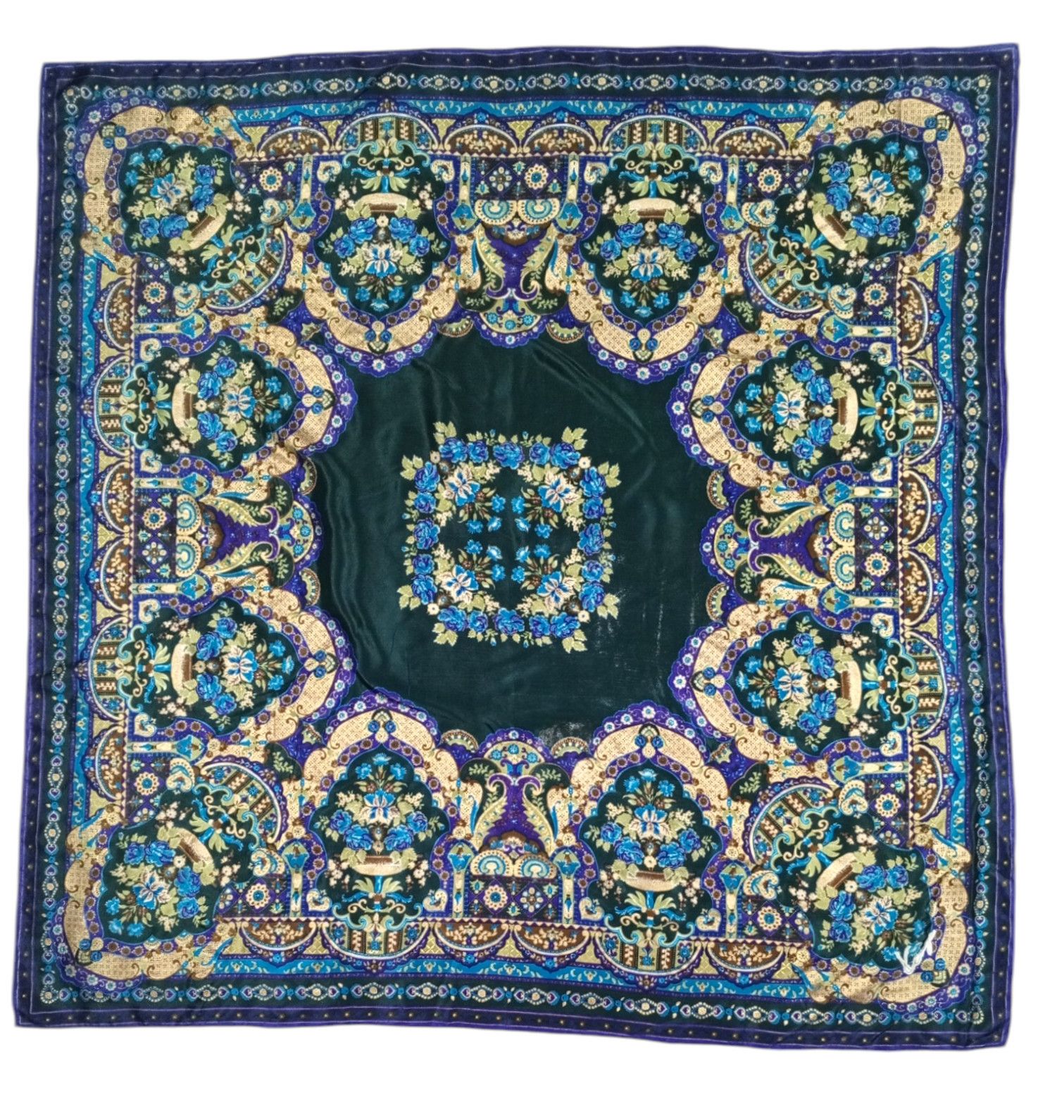 Kenzo KENZO PARIS Floral Flowers Purple Green Blue XXL Silk Scarf Size ONE SIZE - 1 Thumbnail
