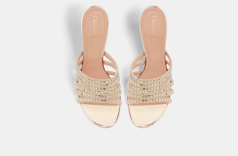 Dior o1w1db11024 Gem Heeled Slides in Gold Size US 10 / IT 40 - 4 Thumbnail