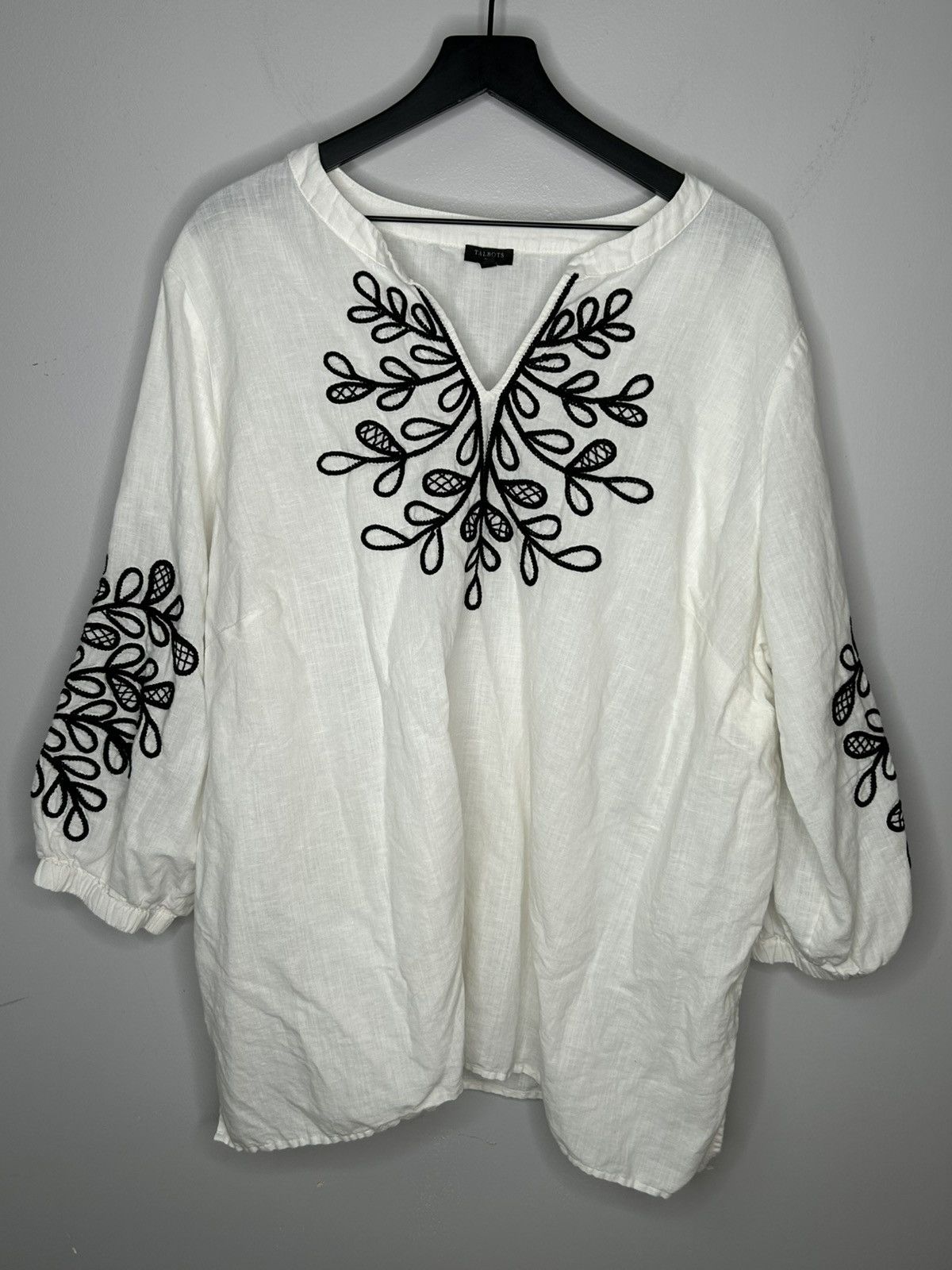 Talbots Talbots Black and White Embroidered Linen Blend Top Size 3X Size 3XL / US 20-22 - 3 Thumbnail