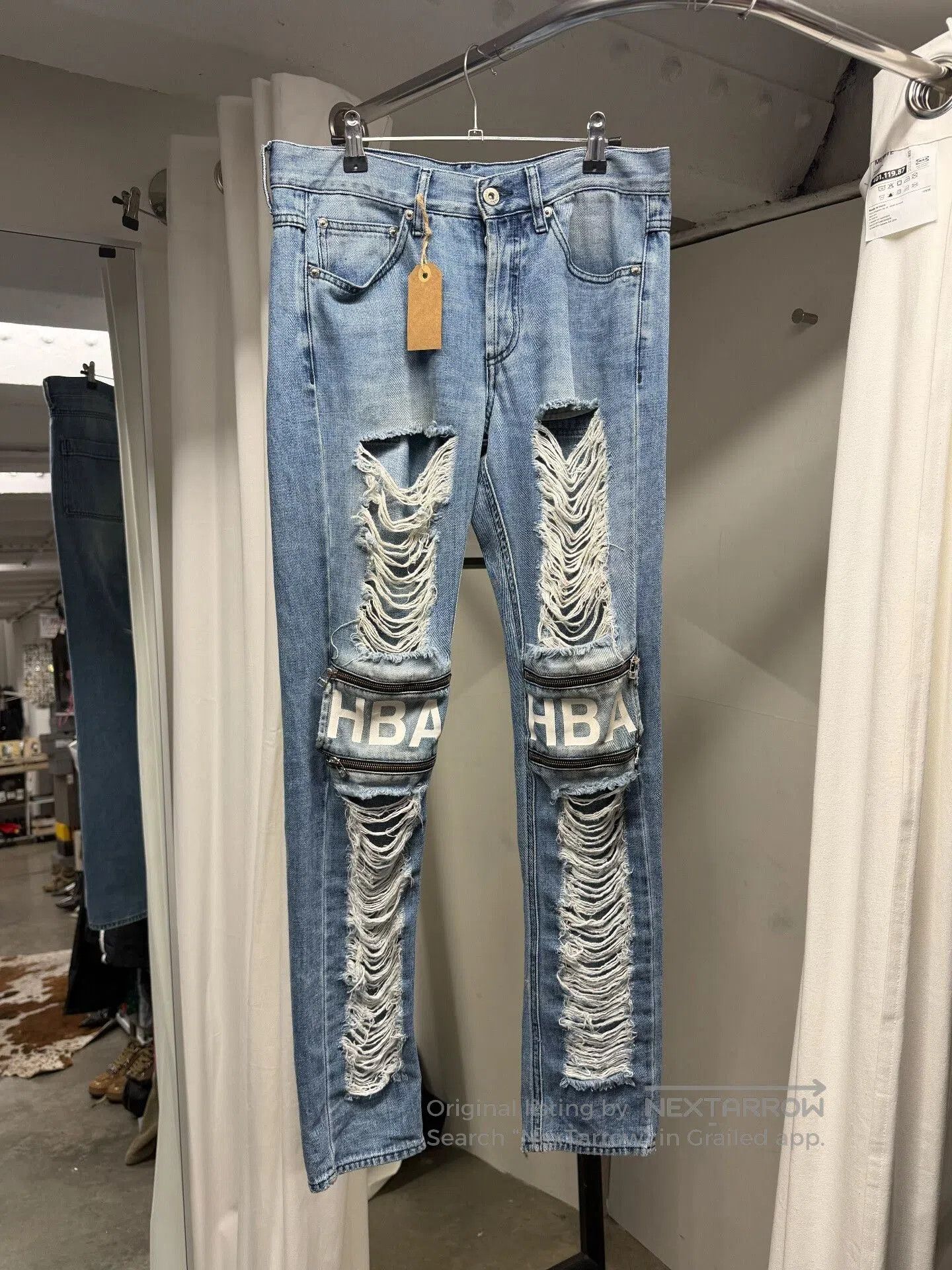 Hood By Air blue shredder zip jeans with distressed details. Size US 28 / EU 44 - 1 Thumbnail