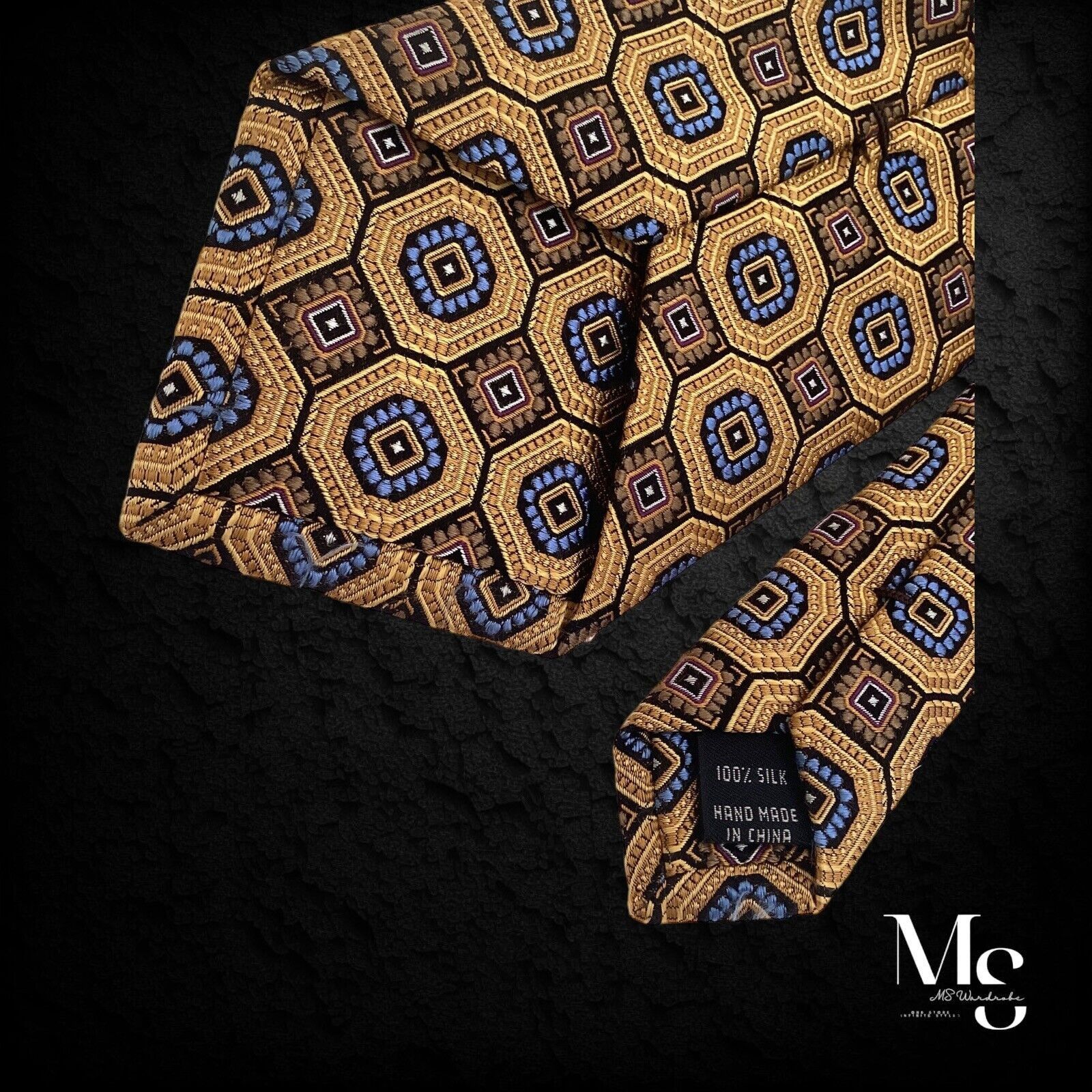 Jos. A. Bank JOS. A. BANK Signature Collection Gold Geometric Silk Hand M Size ONE SIZE - 4 Thumbnail