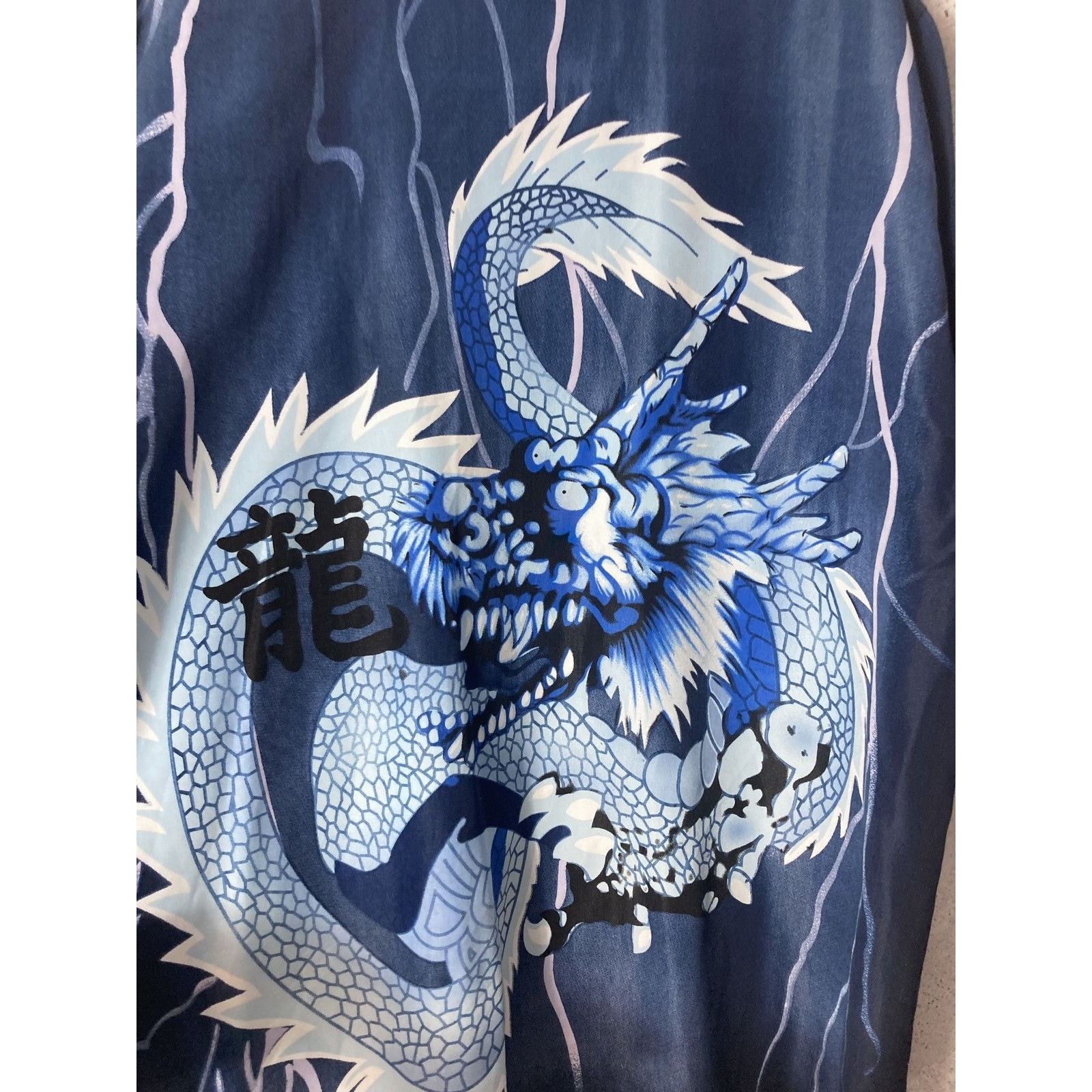 Japanese Brand × Vintage 90s Vintage Japanese Dragon Blue Summer Crazy Shirt Size US XXL / EU 58 / 5 - 5 Thumbnail
