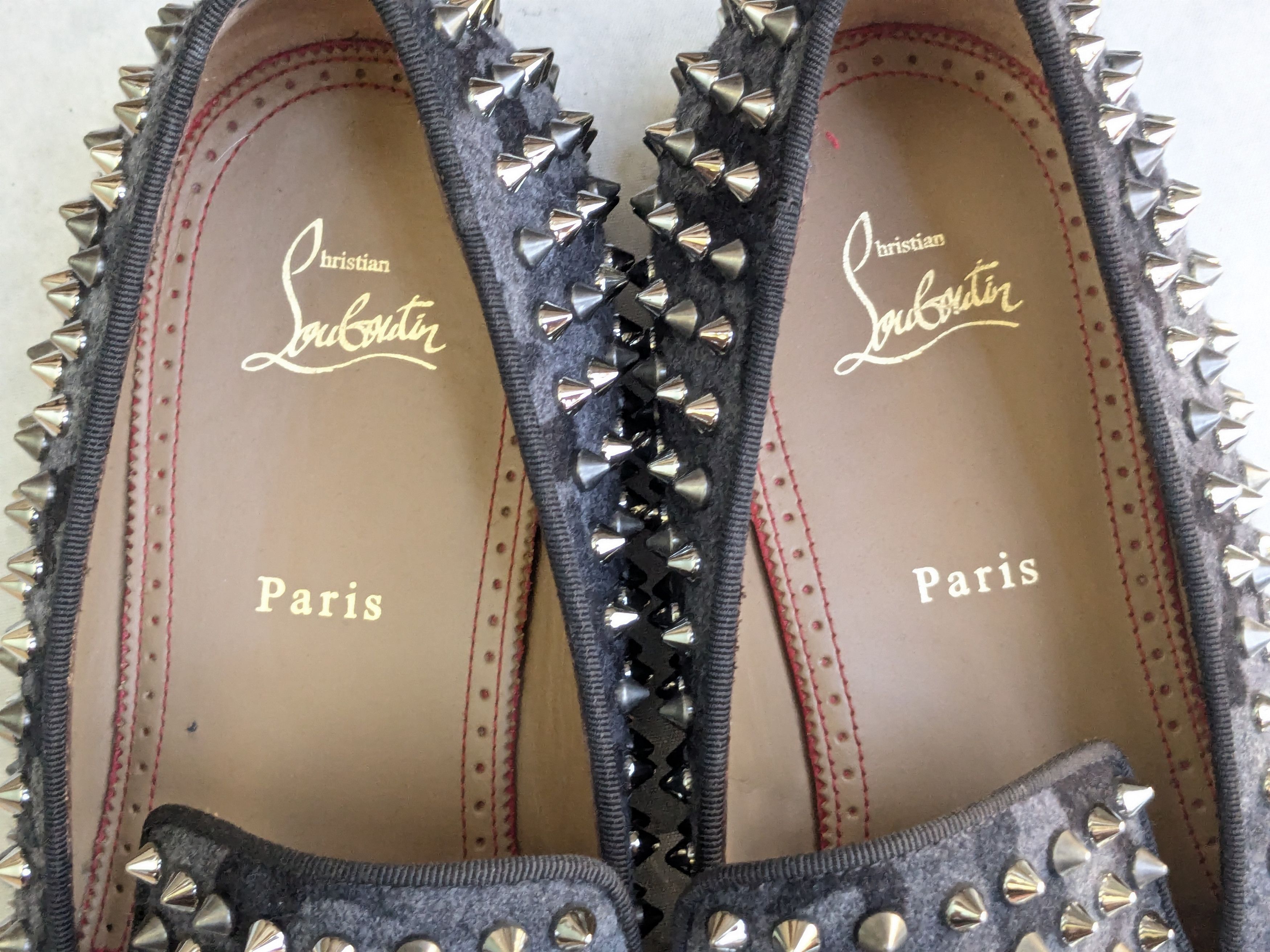Christian Louboutin Christian Louboutin Spike Loafers Black Gray 13 46 Wool Size US 13 / EU 46 - 7 Thumbnail