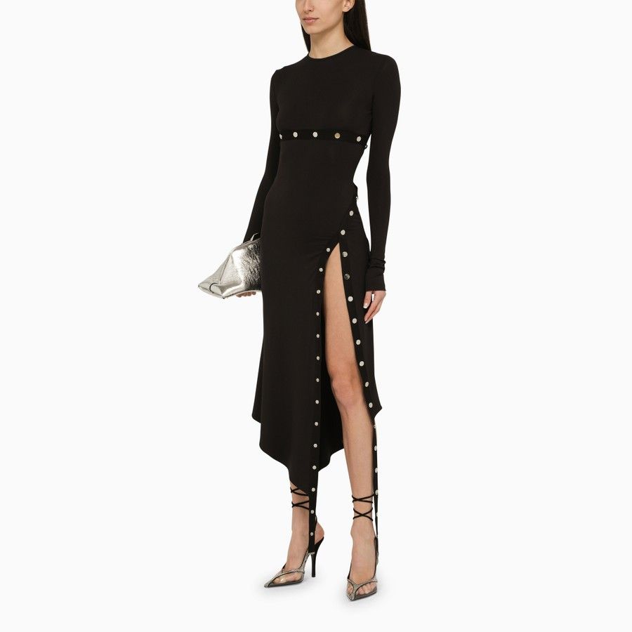 The Attico o1d2blof1024 Midi Dress With Snap Buttons in Black Size XS / US 0-2 / IT 36-38 - 2 Thumbnail